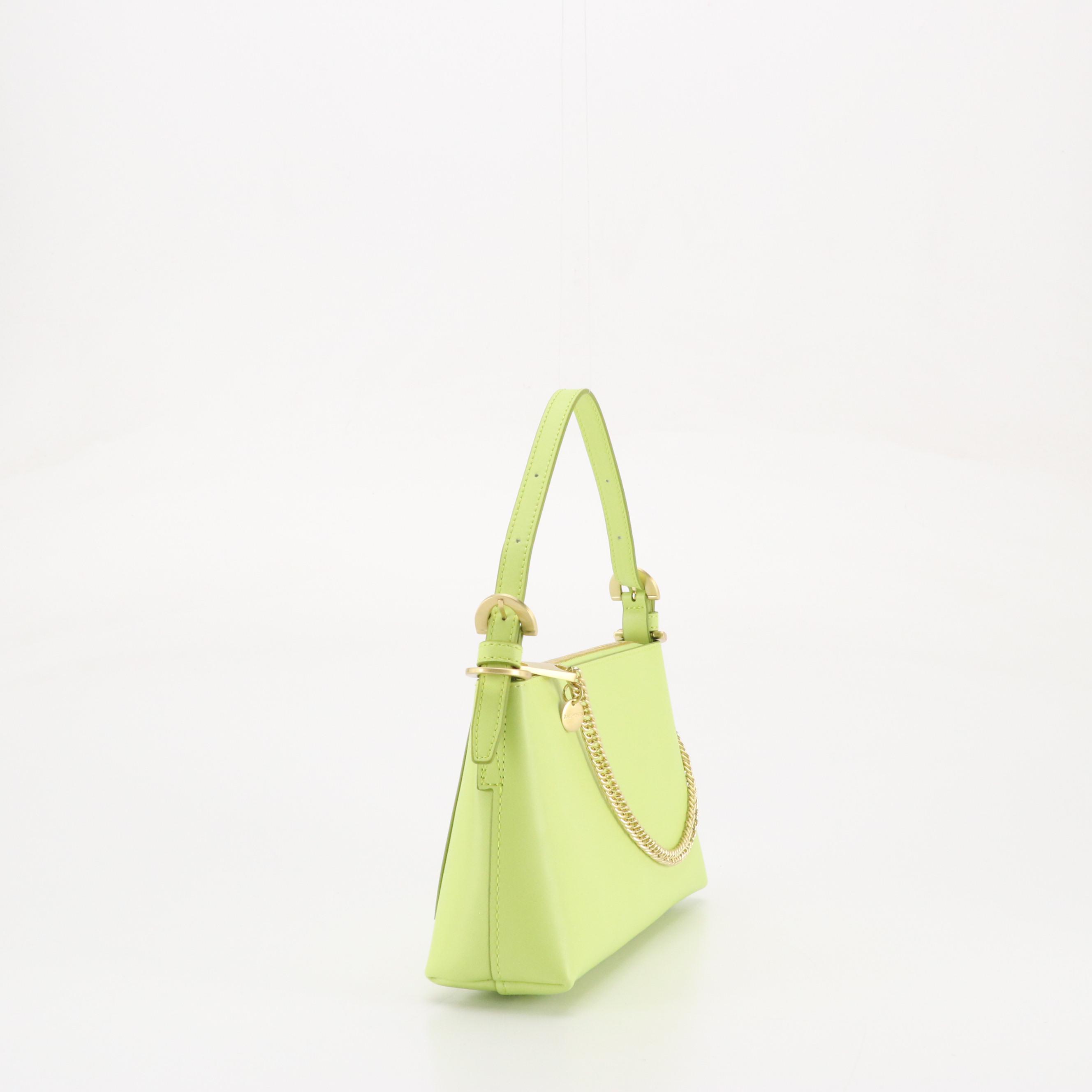 Zac Posen Top Zip Shoulder Bag in Green Leather & Olga Berg Glass Stone Clutch