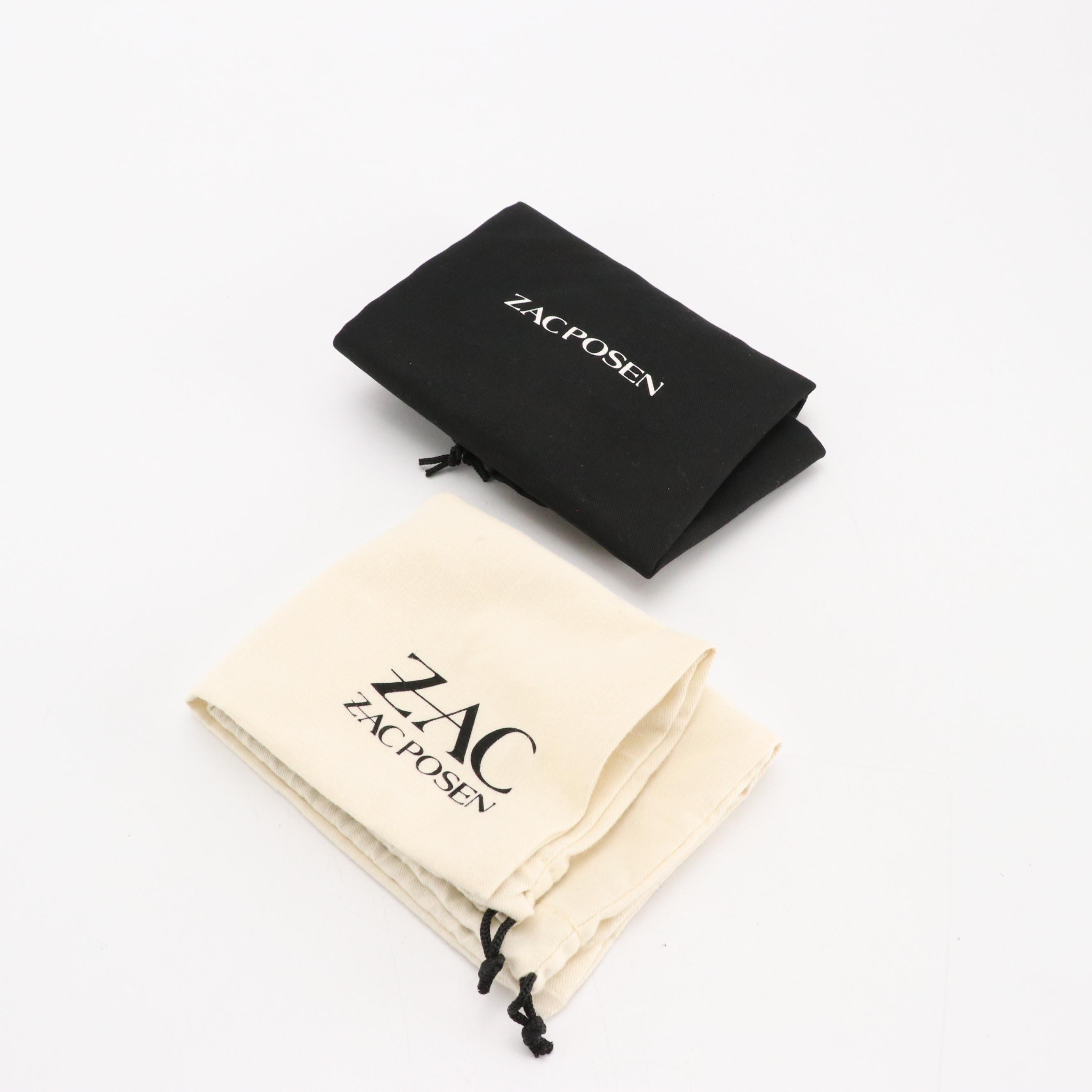 Zac Posen Top Zip Shoulder Bag in Green Leather & Olga Berg Glass Stone Clutch