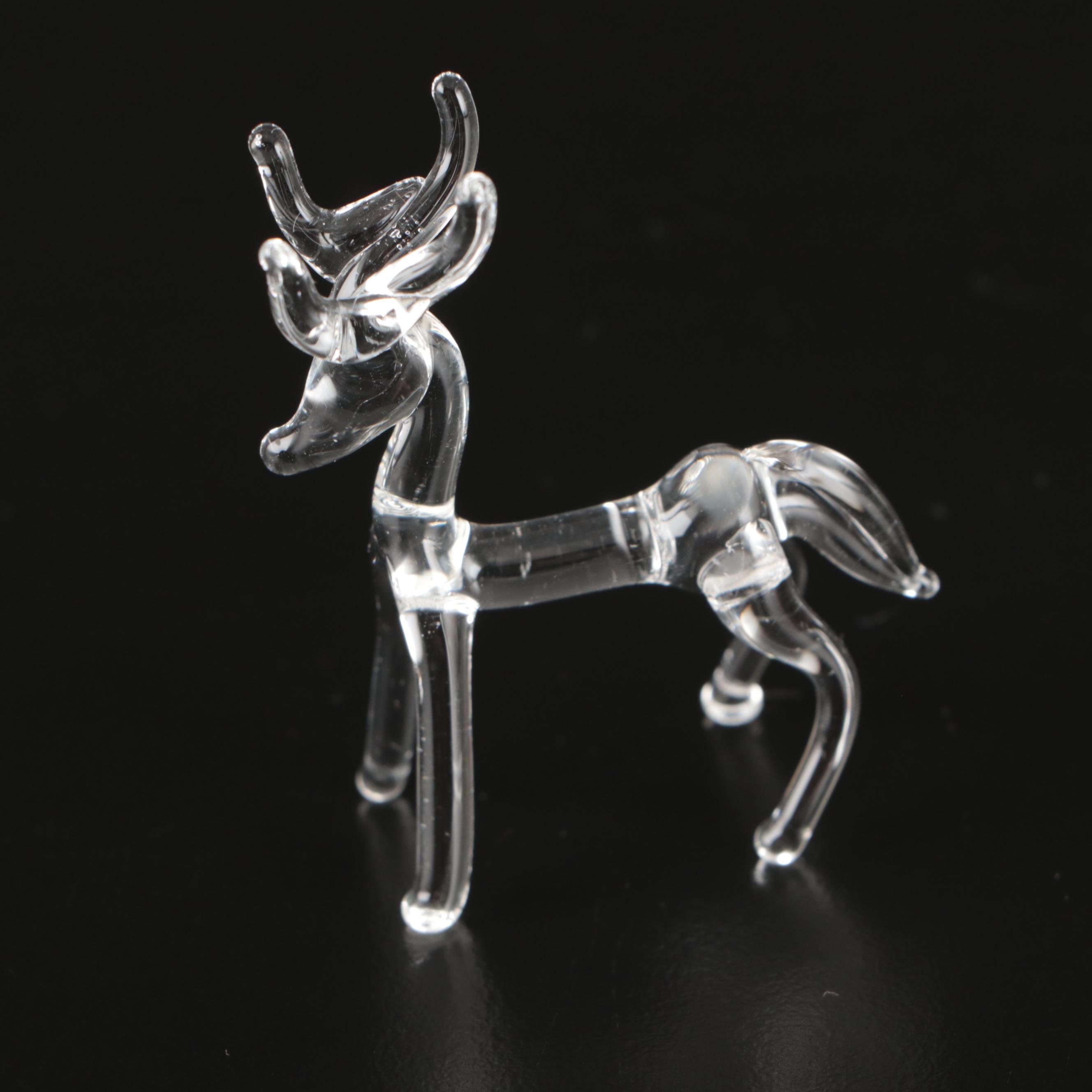 Carved Wood and Glass Animal Figurines