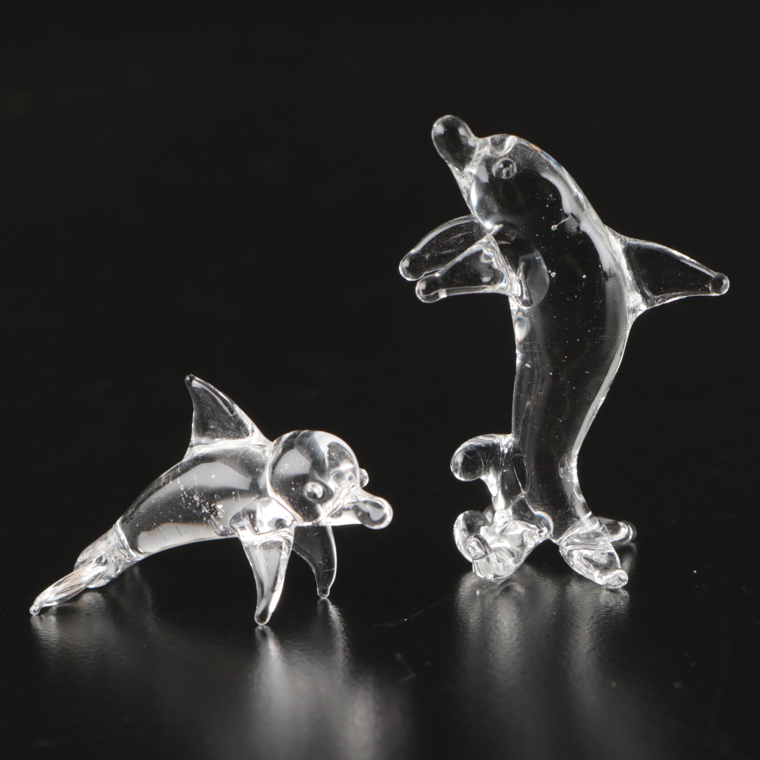 Carved Wood and Glass Animal Figurines