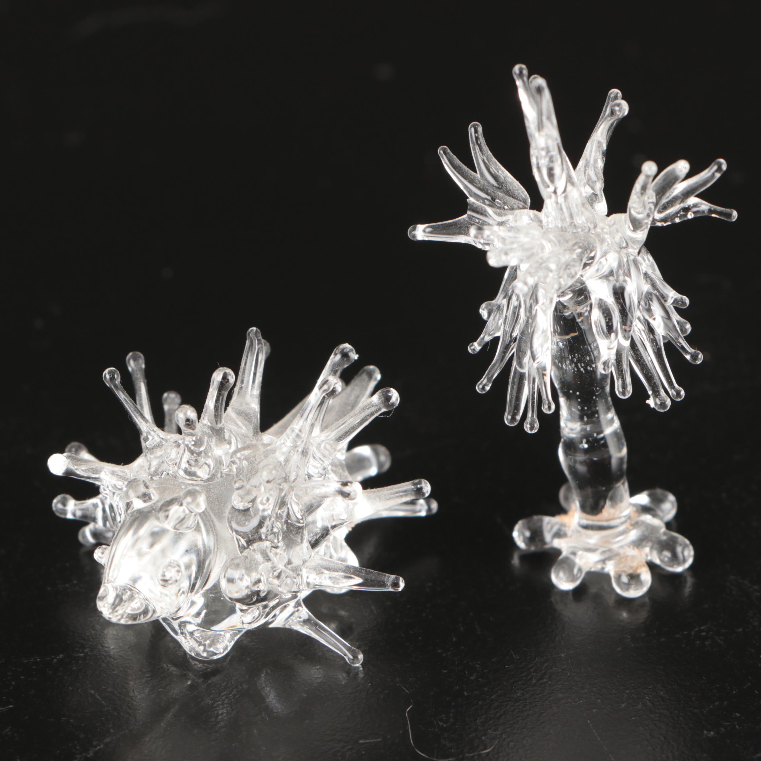 Carved Wood and Glass Animal Figurines