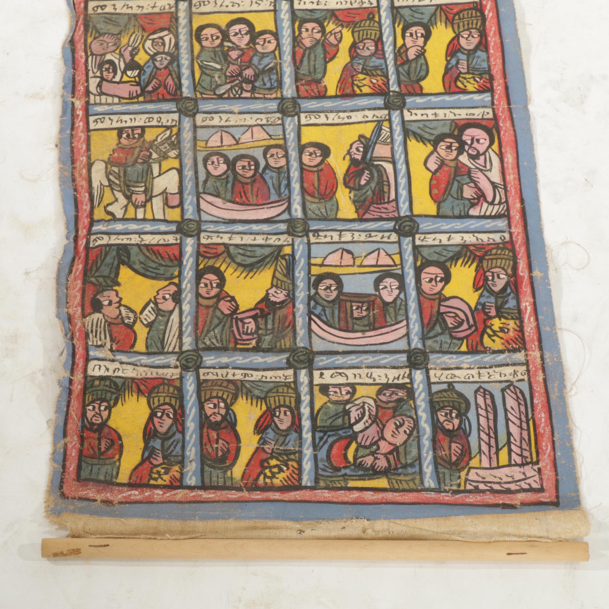 Ethiopian Storyteller Painting of King Solomon & Makeda Queen of Sheba