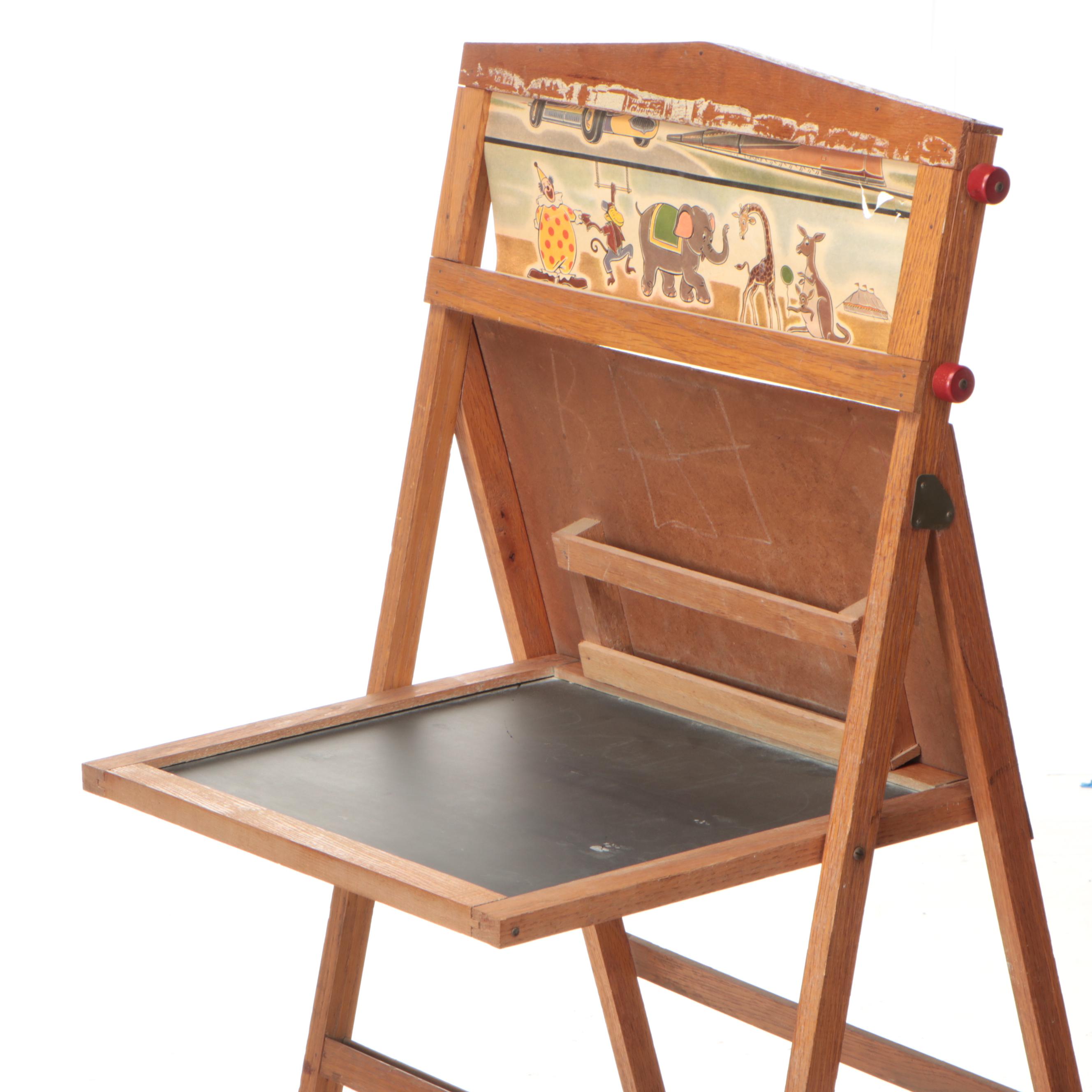 Child's Folding Chalkboard Easel Desk, Mid-20th Century