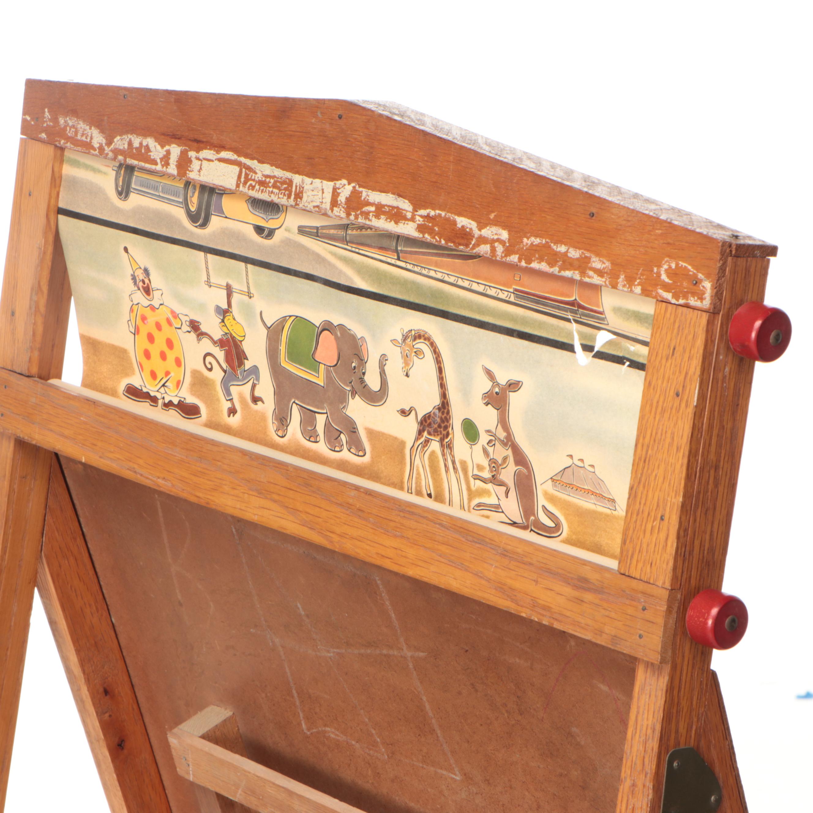 Child's Folding Chalkboard Easel Desk, Mid-20th Century