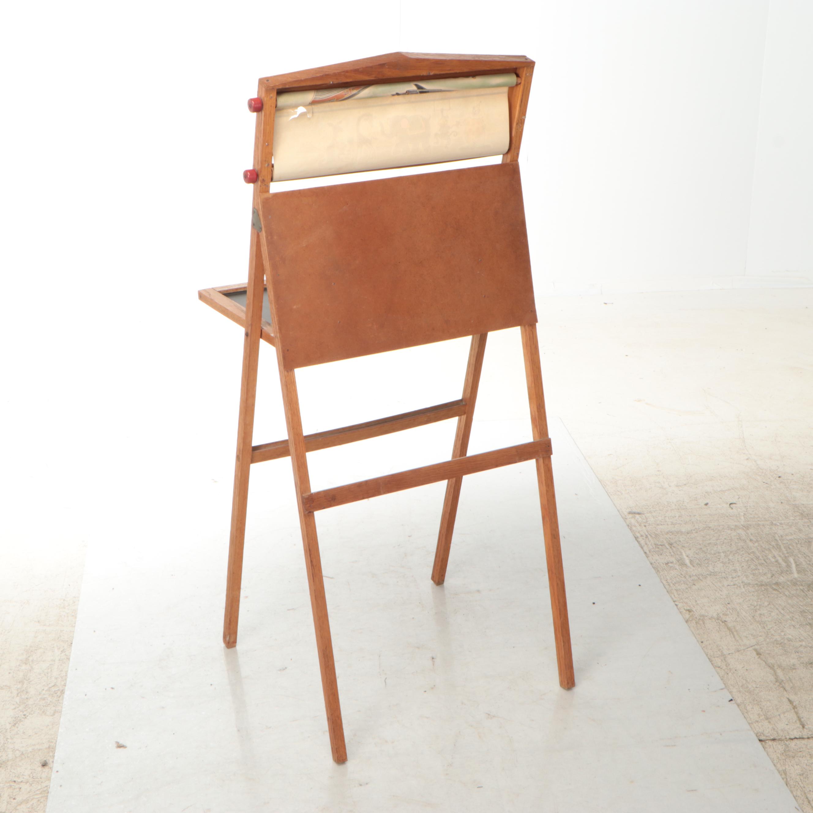 Child's Folding Chalkboard Easel Desk, Mid-20th Century