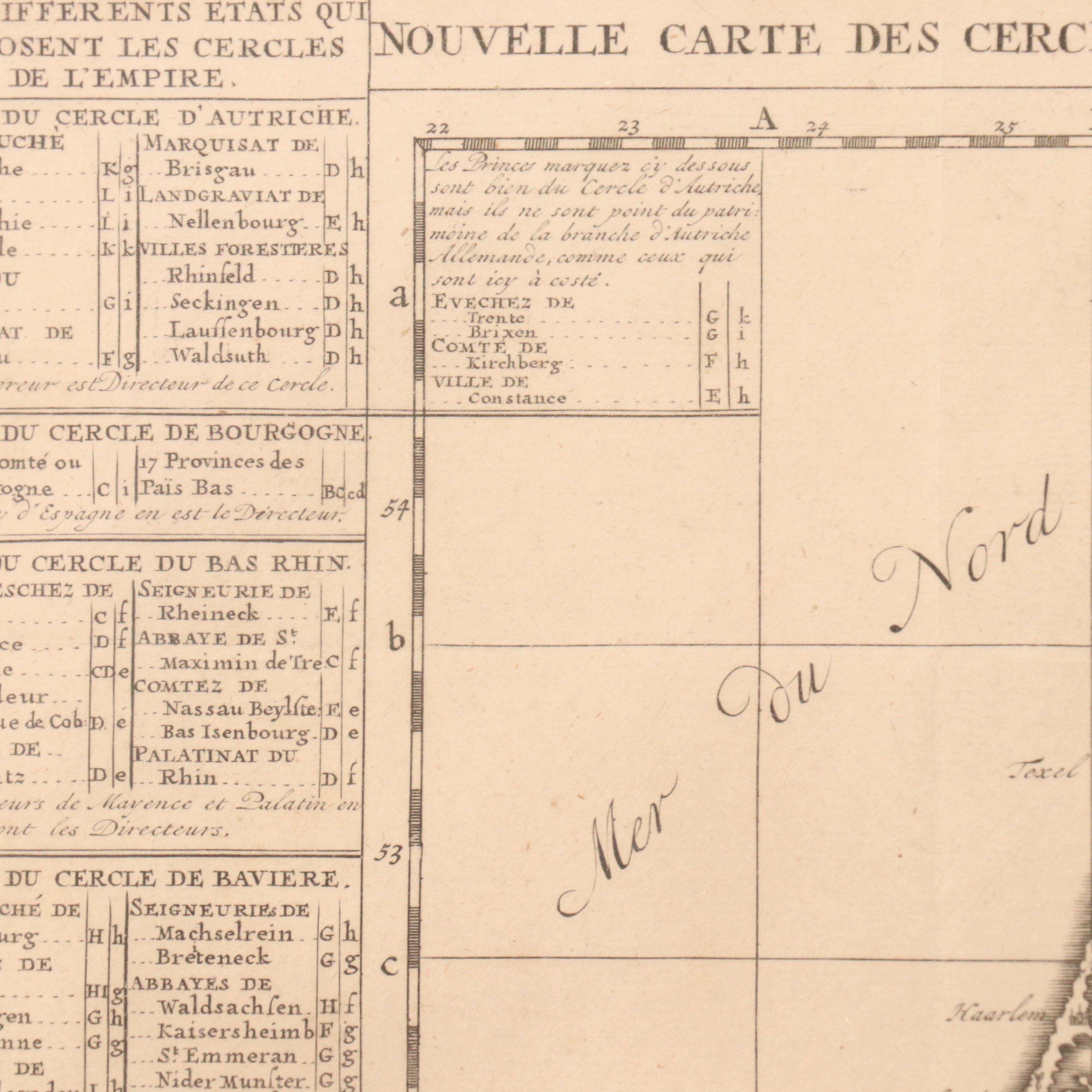 Henri Abraham Chatelain Engraved Map "Nouvelle Carte Des Cercles de l'Empire..."
