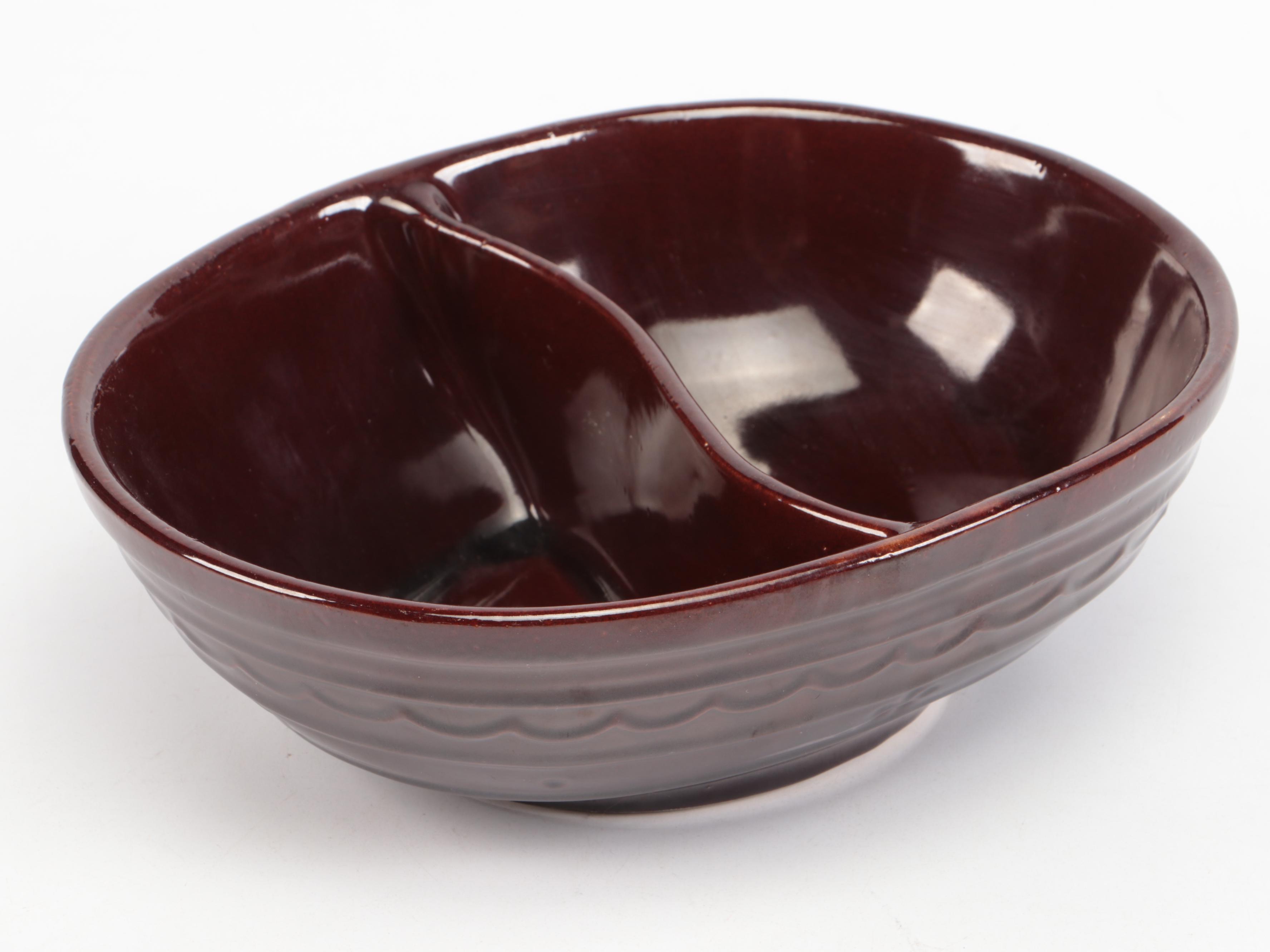 Mar-Crest with Art Deco Style Brownware Bowls and English Brown Betty Teapot,