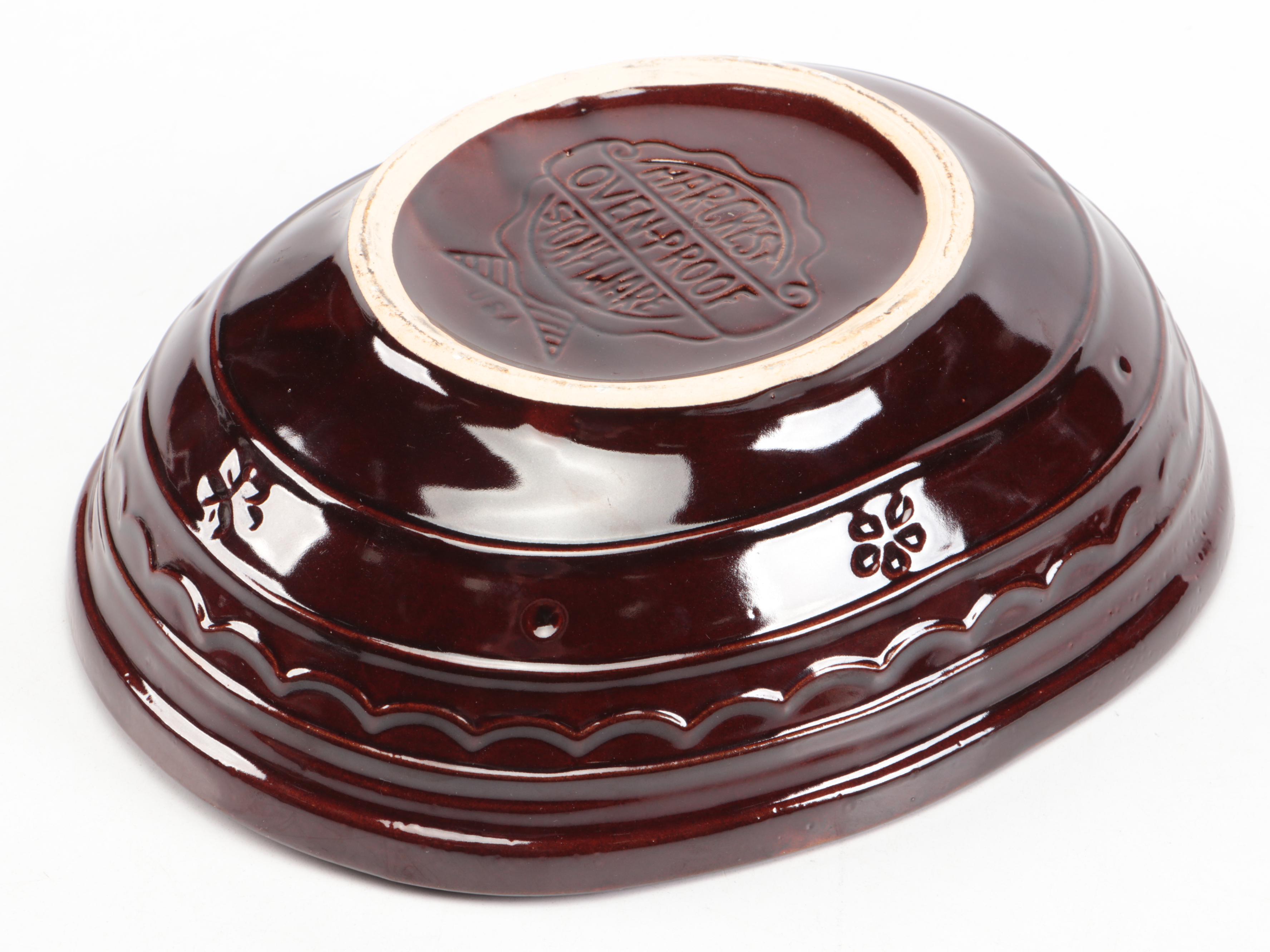 Mar-Crest with Art Deco Style Brownware Bowls and English Brown Betty Teapot,