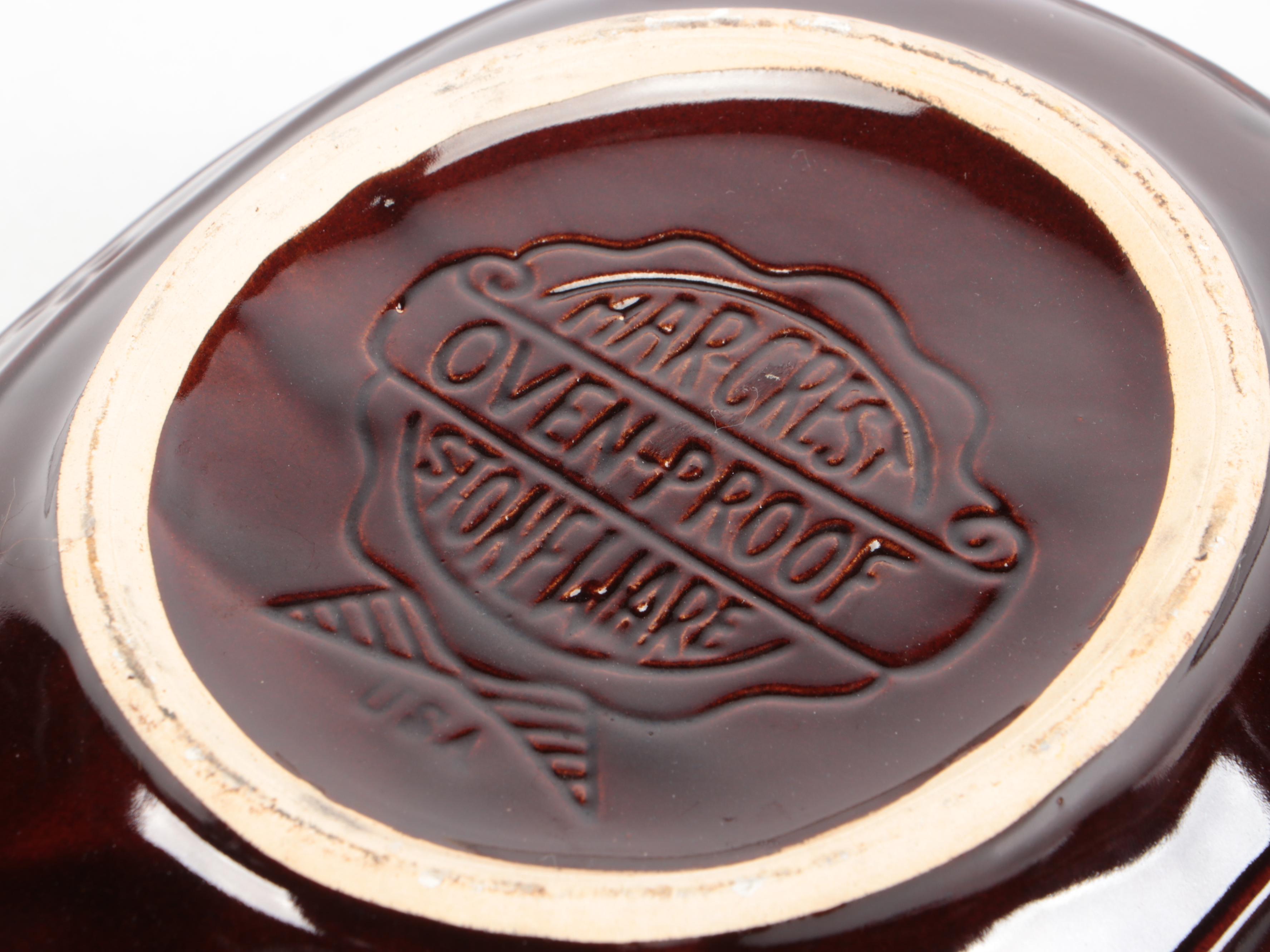 Mar-Crest with Art Deco Style Brownware Bowls and English Brown Betty Teapot,