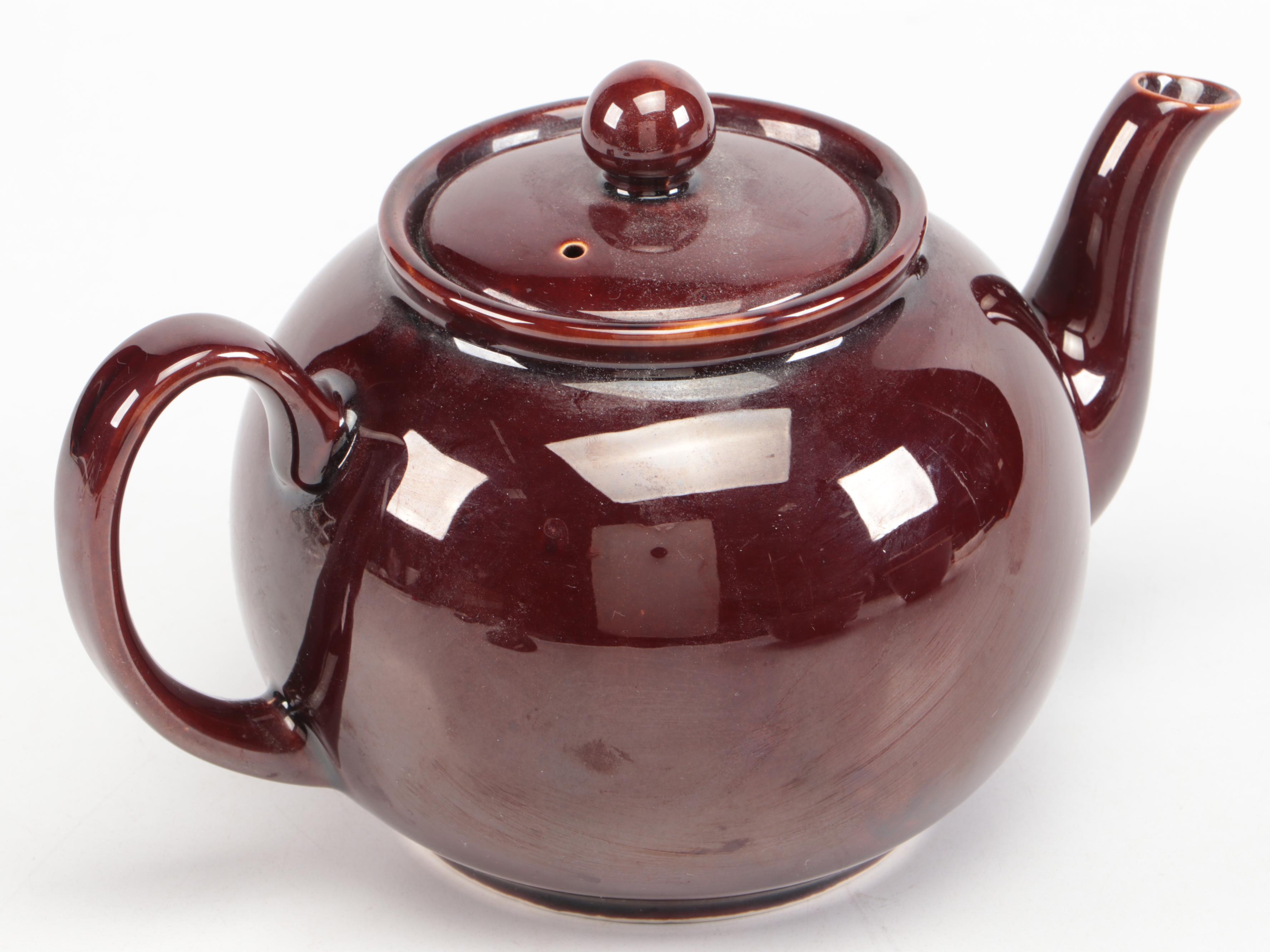 Mar-Crest with Art Deco Style Brownware Bowls and English Brown Betty Teapot,