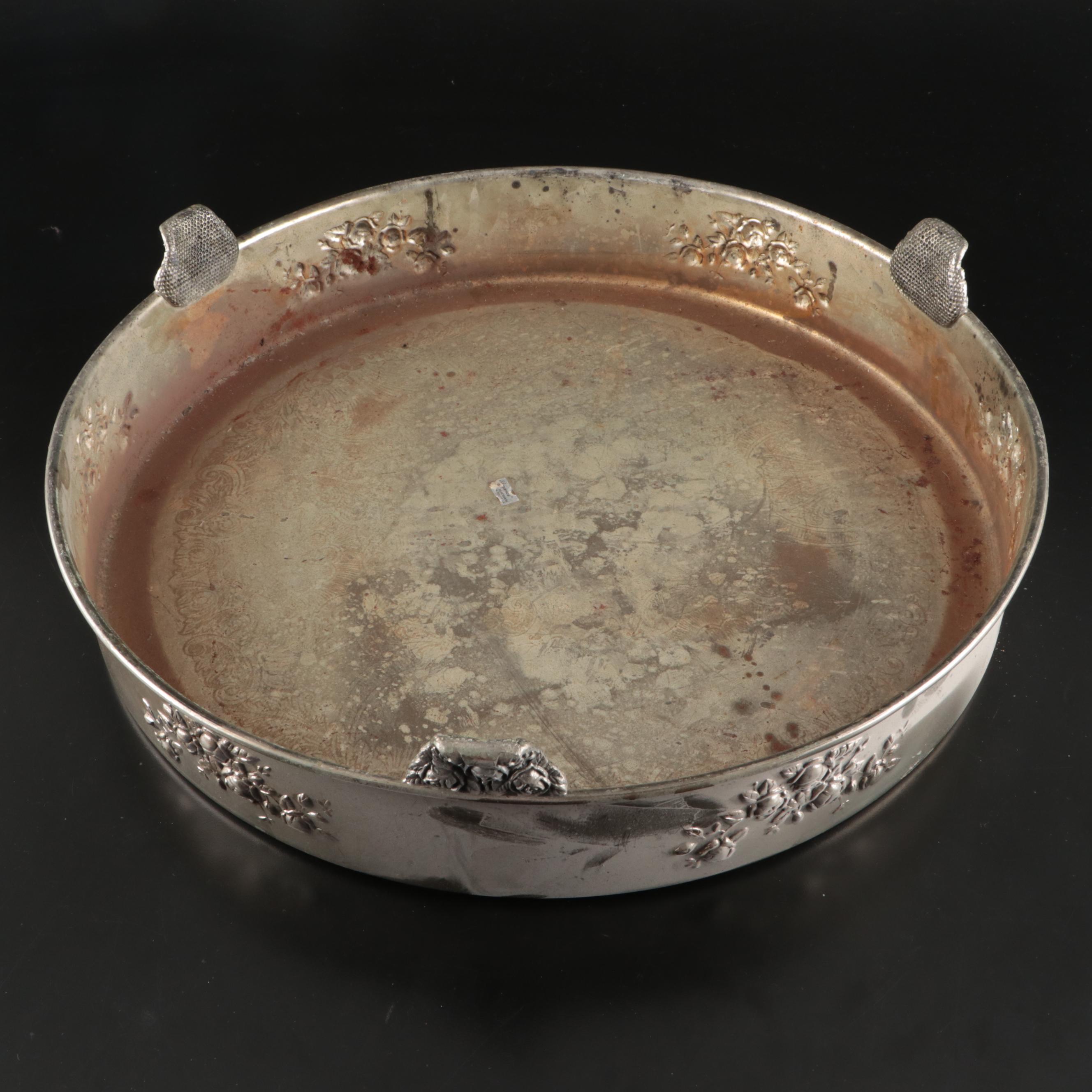 Elegance Silverware Repoussé and Etched Metal Serving Tray