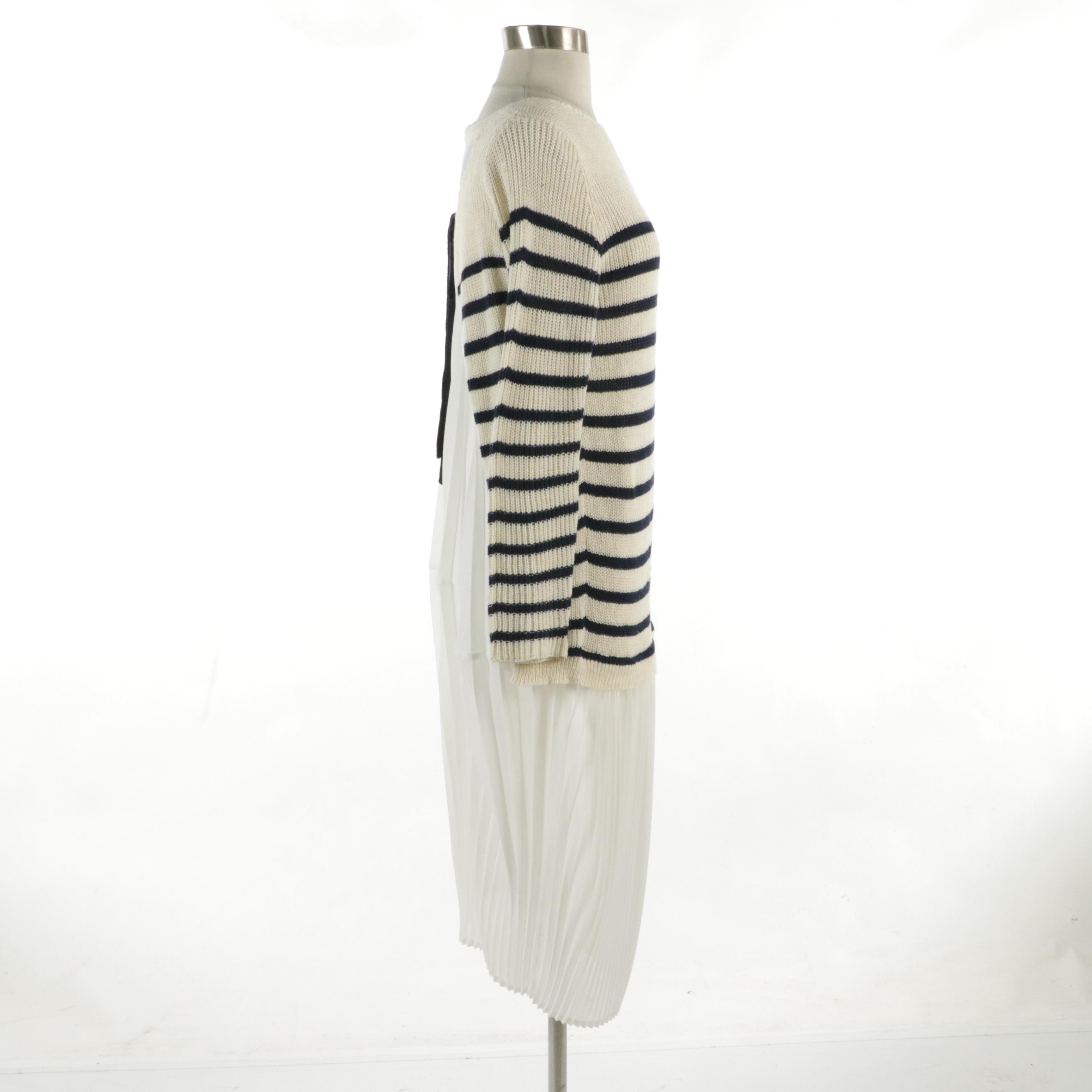 Junya Watanabe Comme des Garçons Striped Knit and Pleated Dress with Tie Strap
