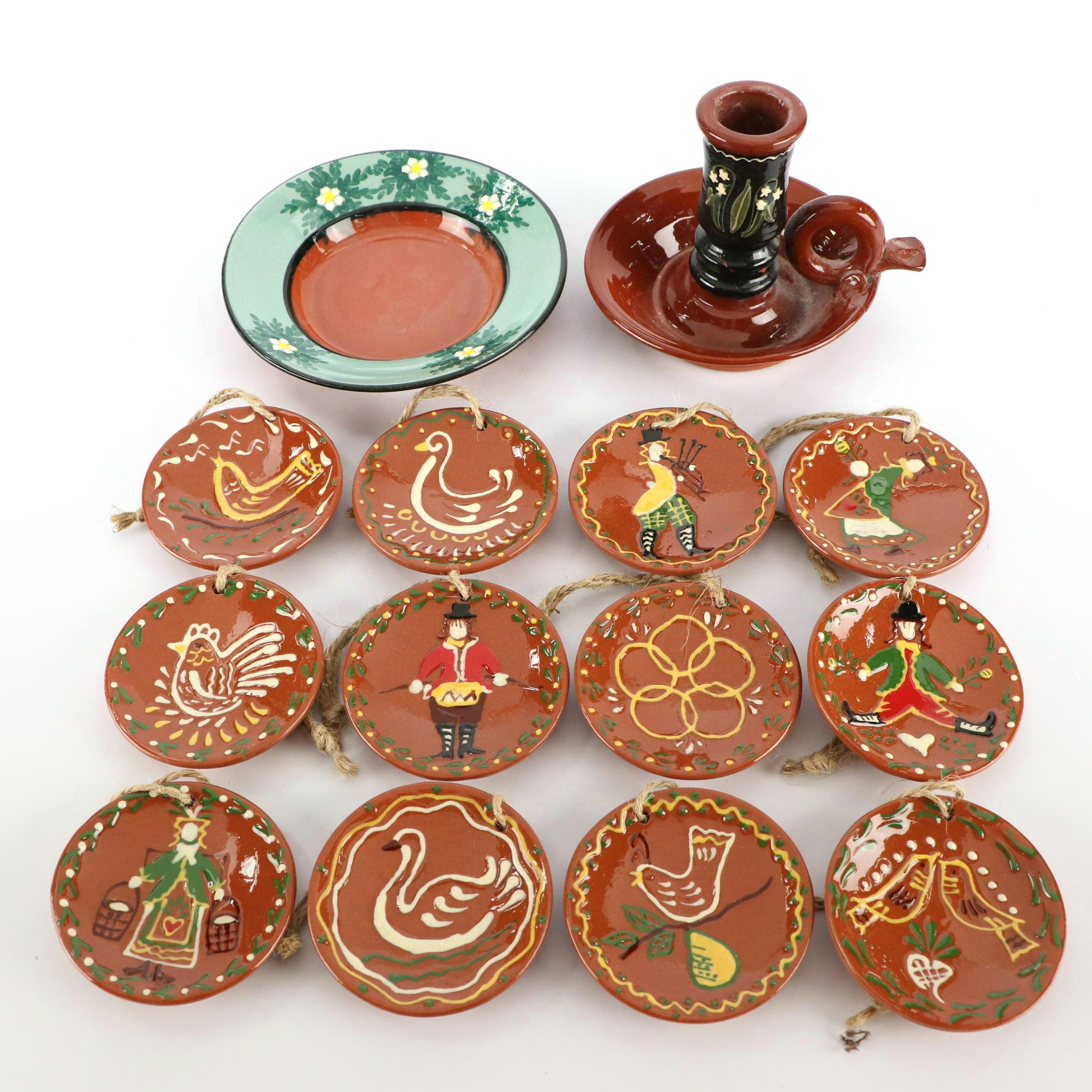 Susan Boylston Adams Ceramic Plate with Other Candlestick and Ornaments