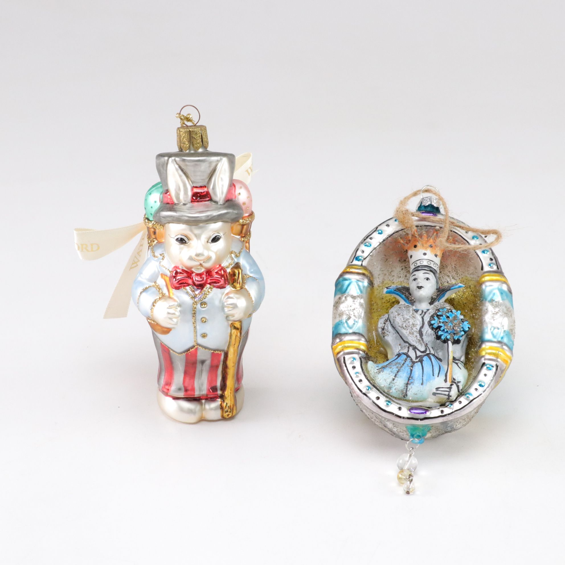 Waterford Spring Easter Bunny Ornament with Pug, Cardinal & More Blown Glass