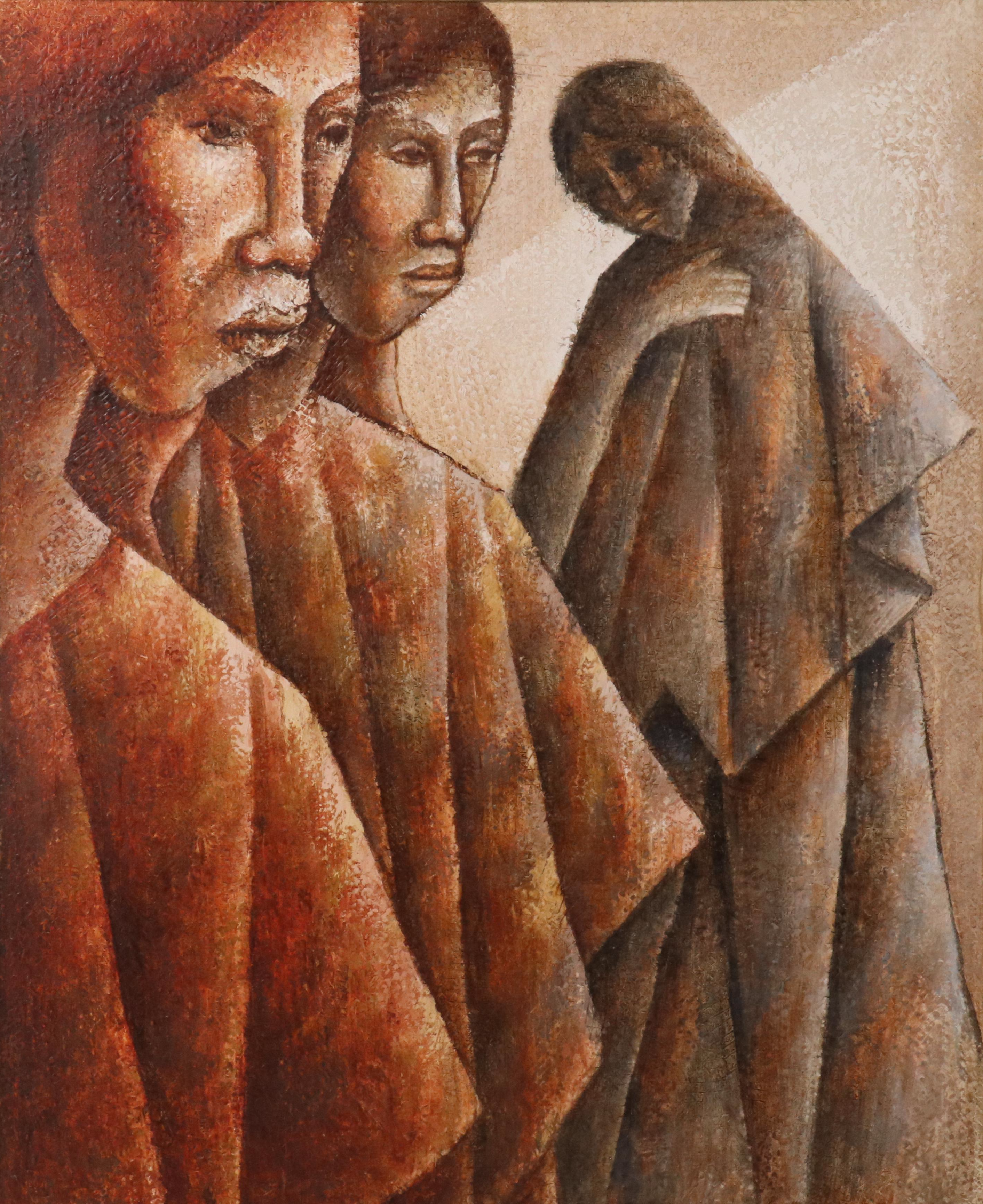 Mexican Textured Oil Painting "Zafiro," Circa 1972