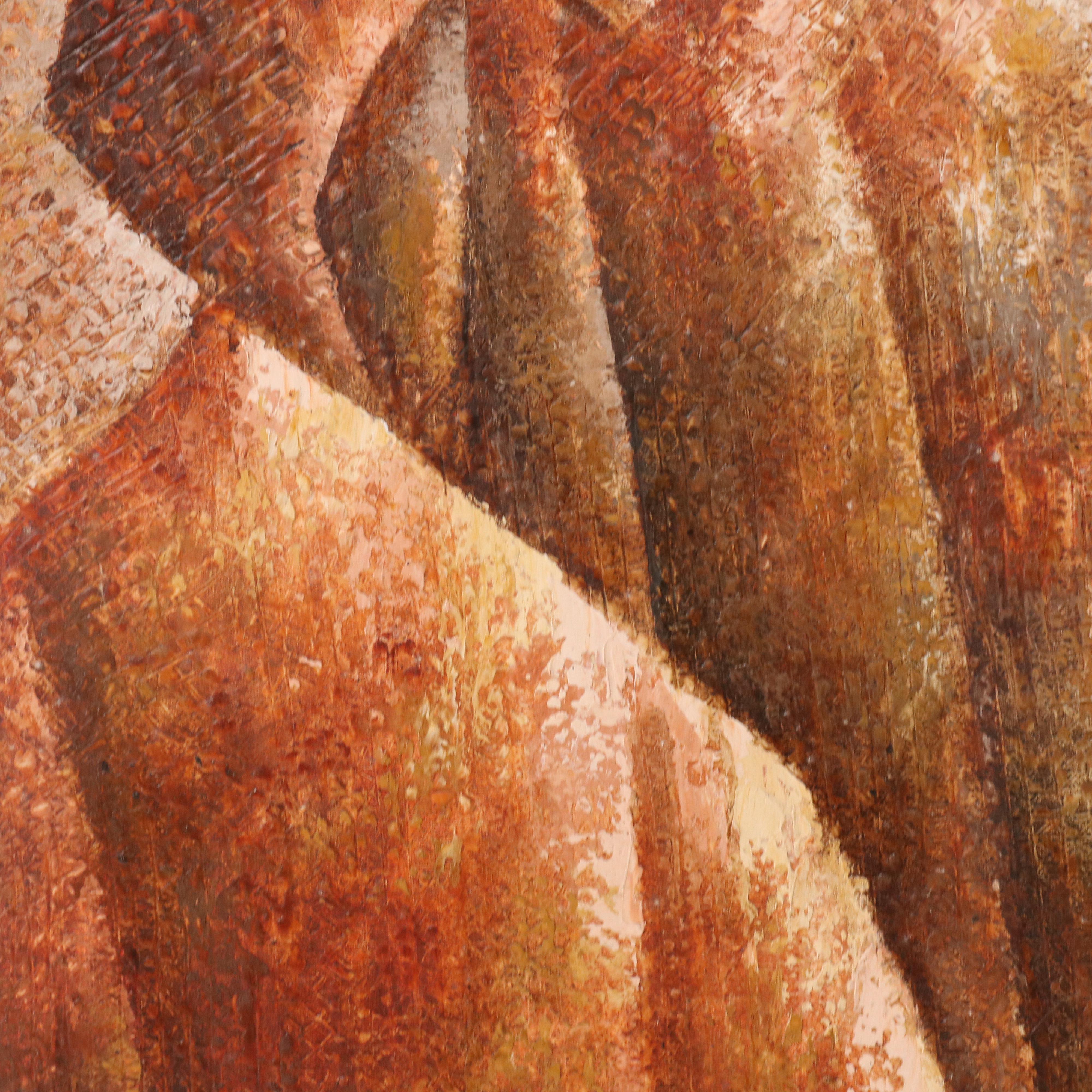 Mexican Textured Oil Painting "Zafiro," Circa 1972