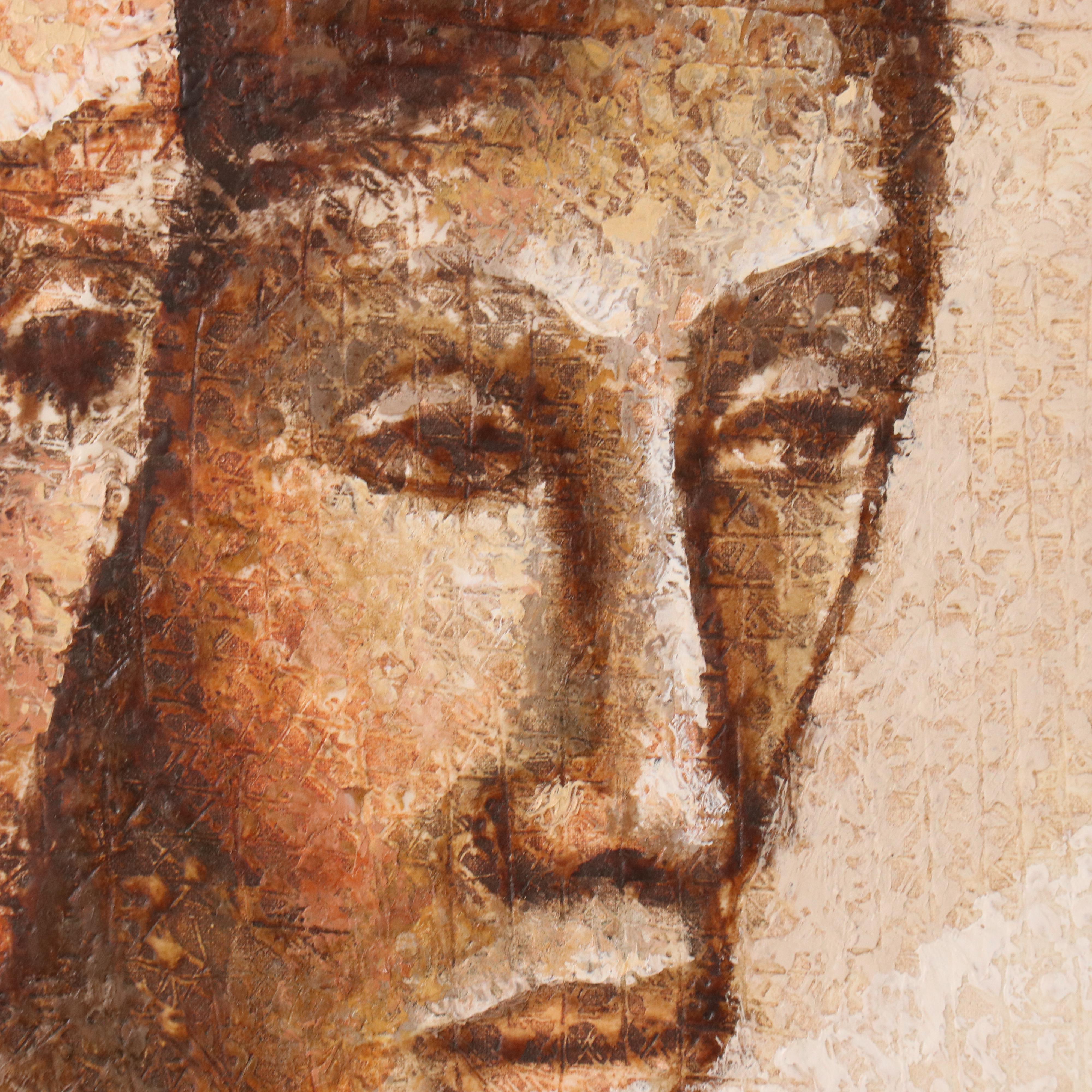 Mexican Textured Oil Painting "Zafiro," Circa 1972