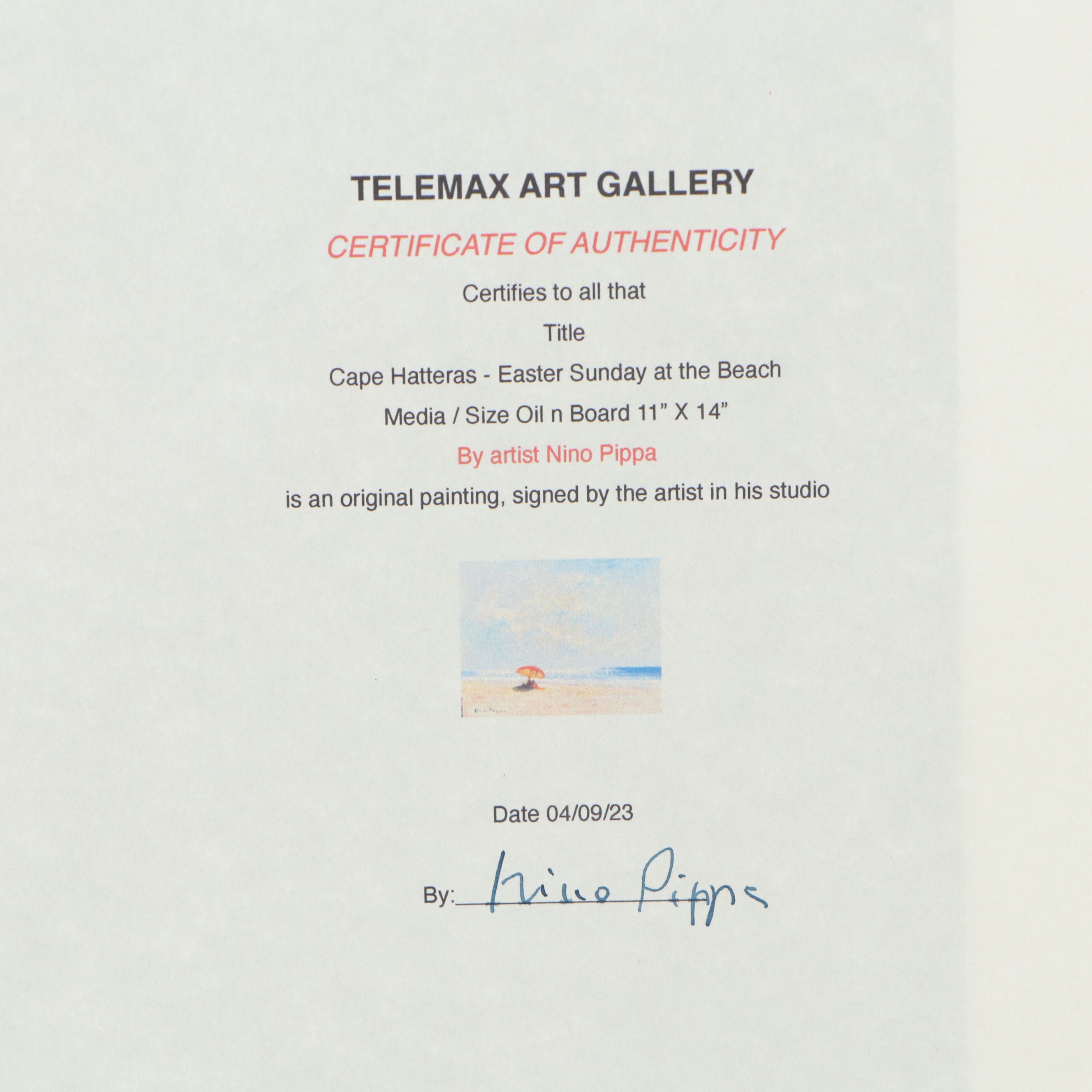 Nino Pippa Oil Painting "Cape Hatteras - Easter Sunday At The Beach," 2023