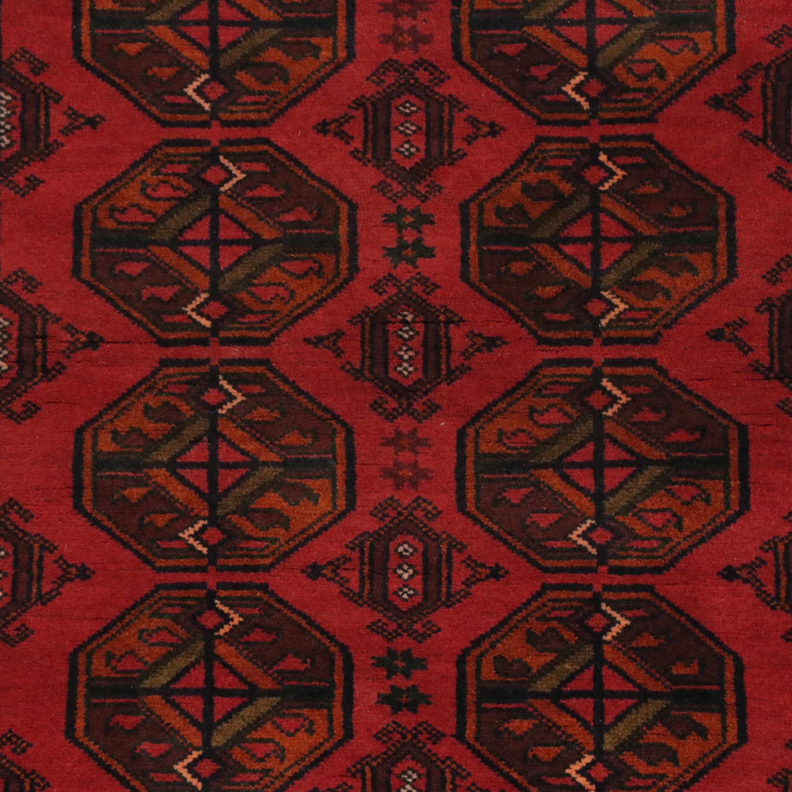 2'5 x 5' Hand-Knotted Afghan Turkmen Gul Area Rug