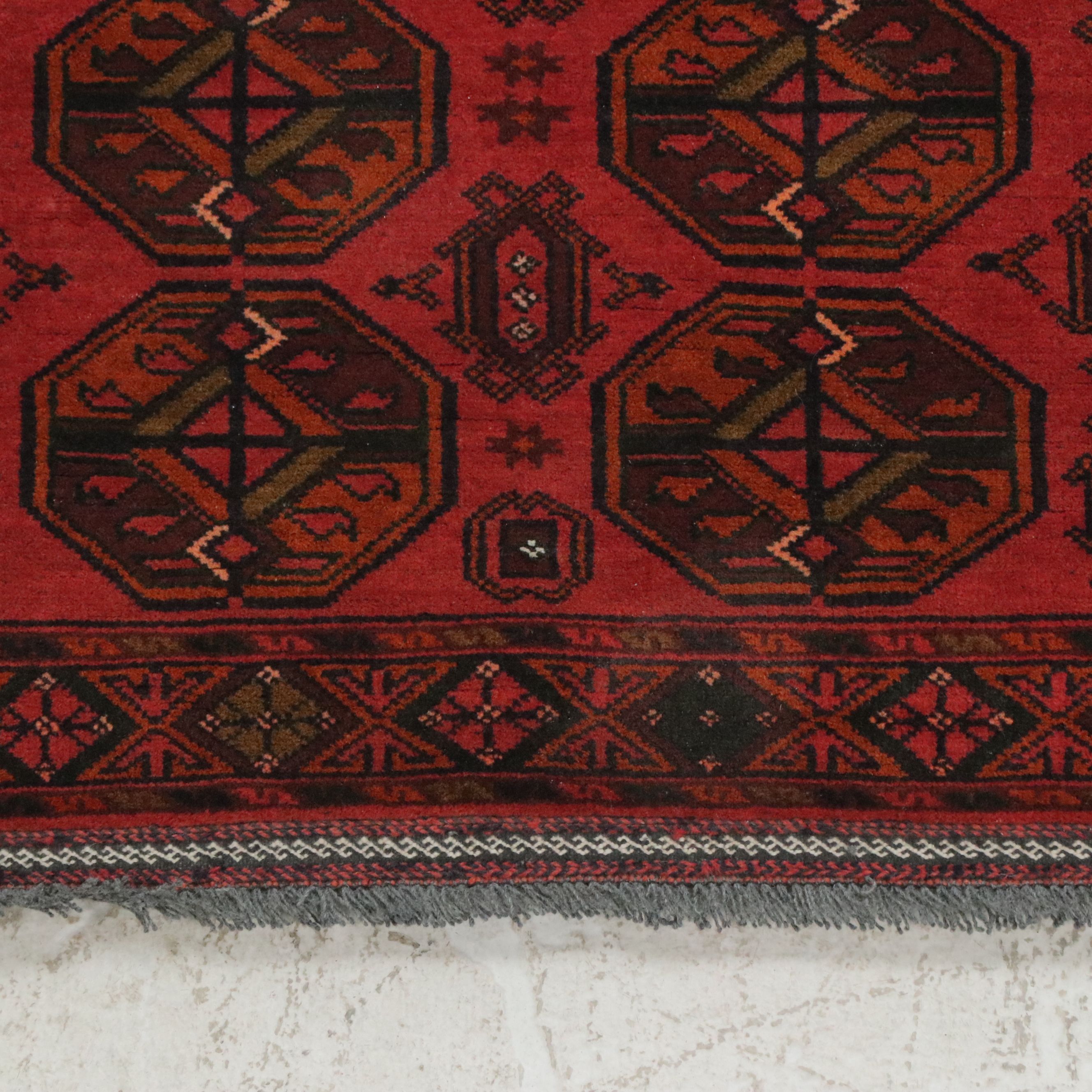 2'5 x 5' Hand-Knotted Afghan Turkmen Gul Area Rug