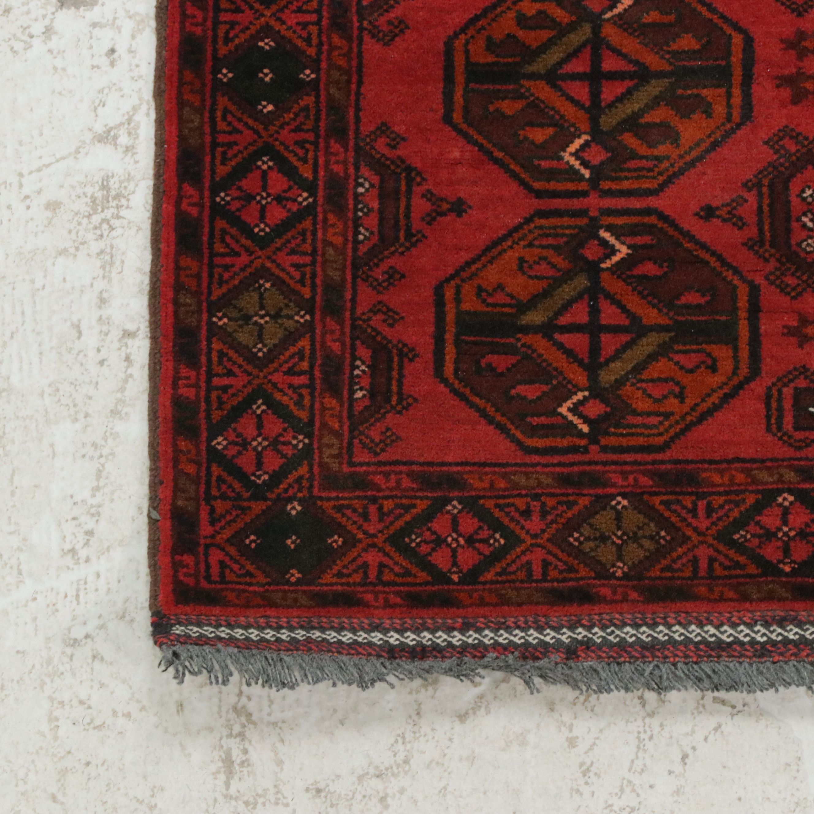 2'5 x 5' Hand-Knotted Afghan Turkmen Gul Area Rug