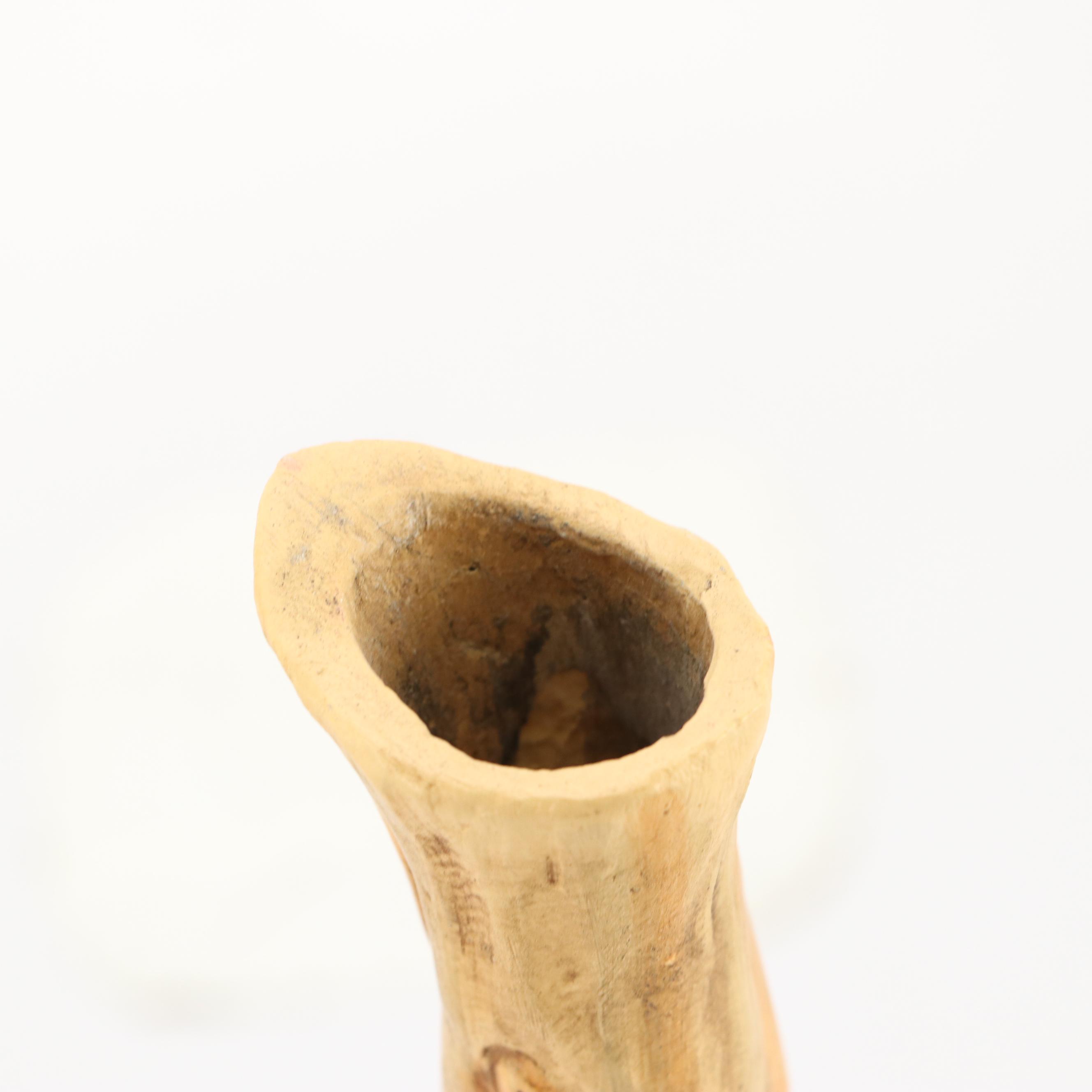 Ceramic Gourd Form Vase with Crepe Paper Flower Bouquet