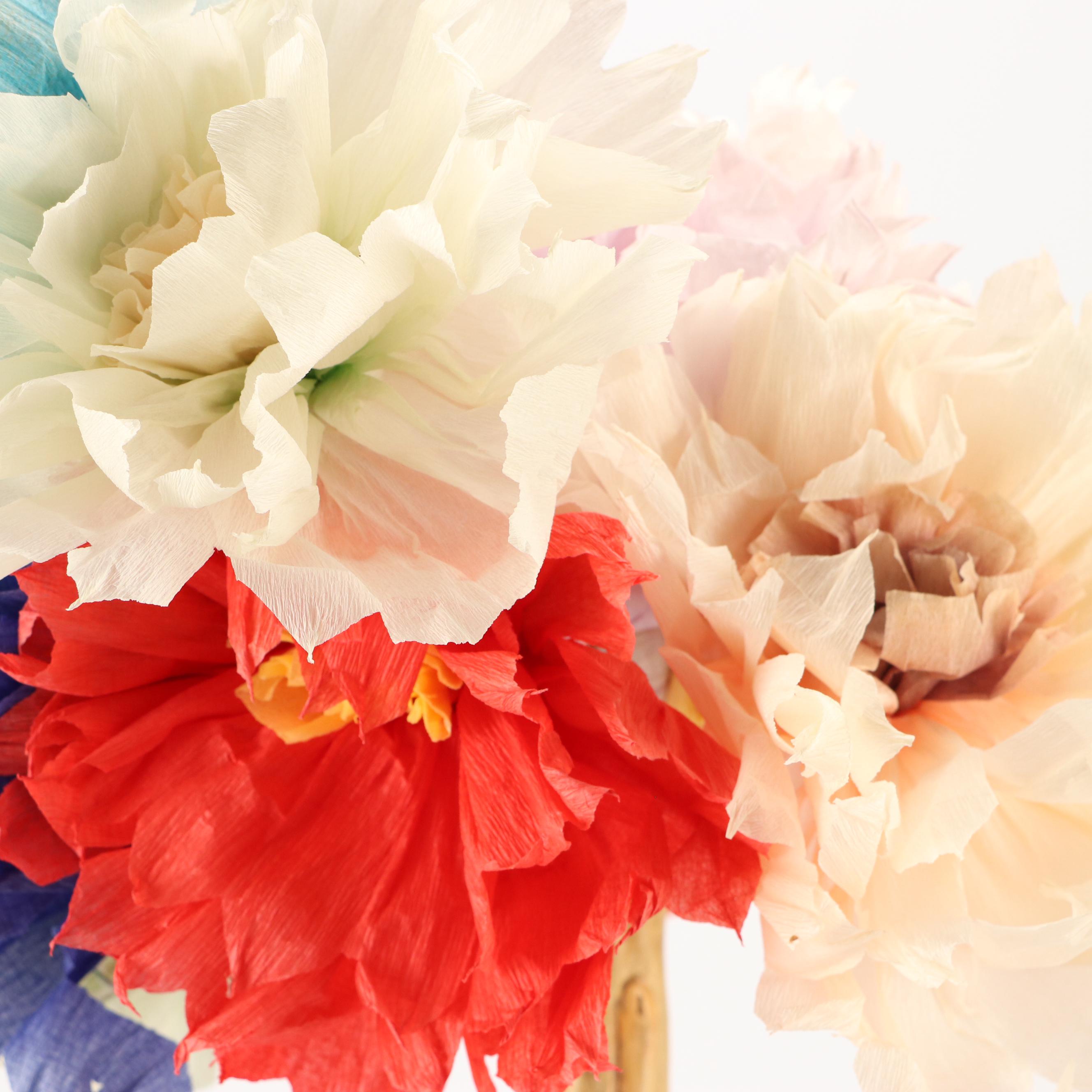 Ceramic Gourd Form Vase with Crepe Paper Flower Bouquet