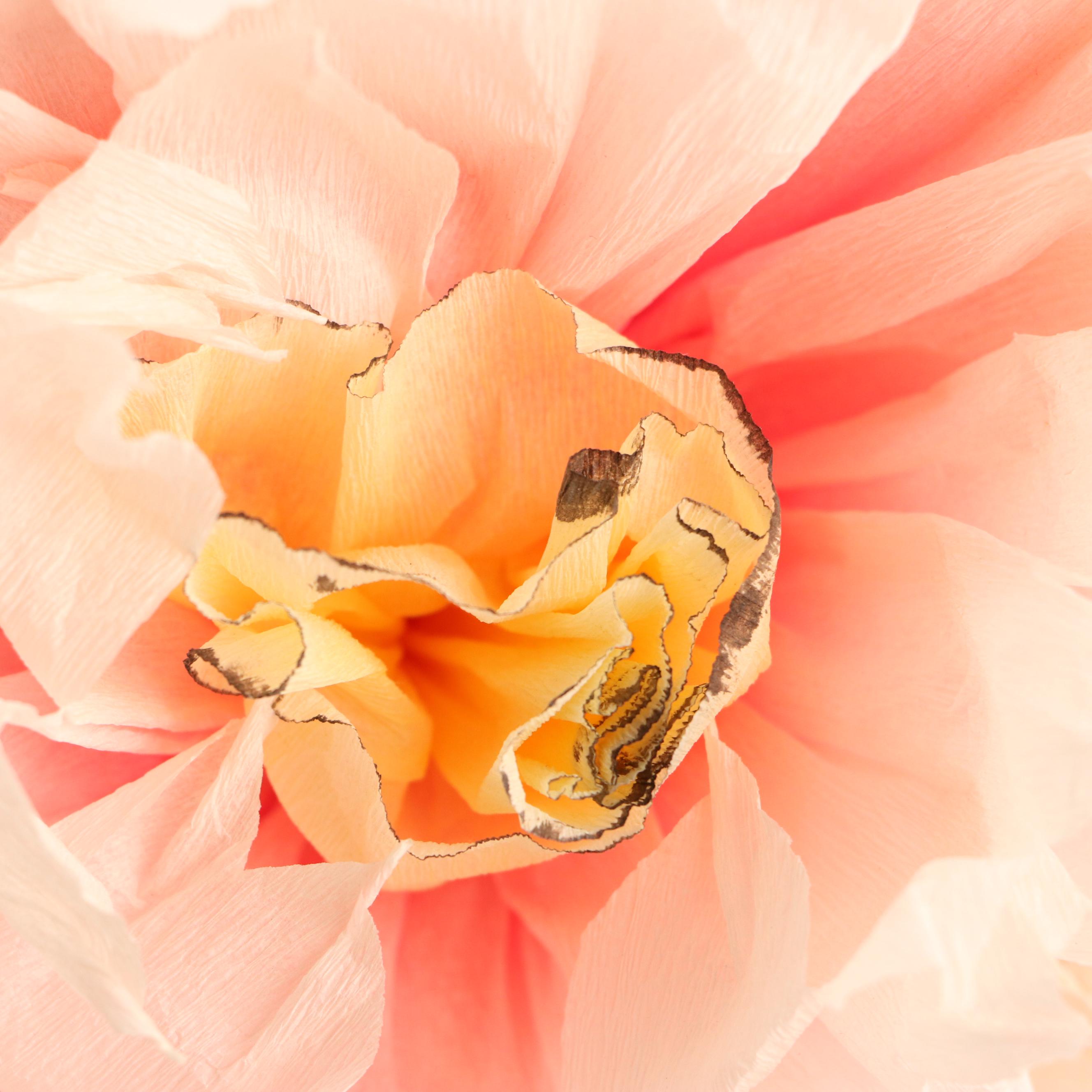 Ceramic Gourd Form Vase with Crepe Paper Flower Bouquet