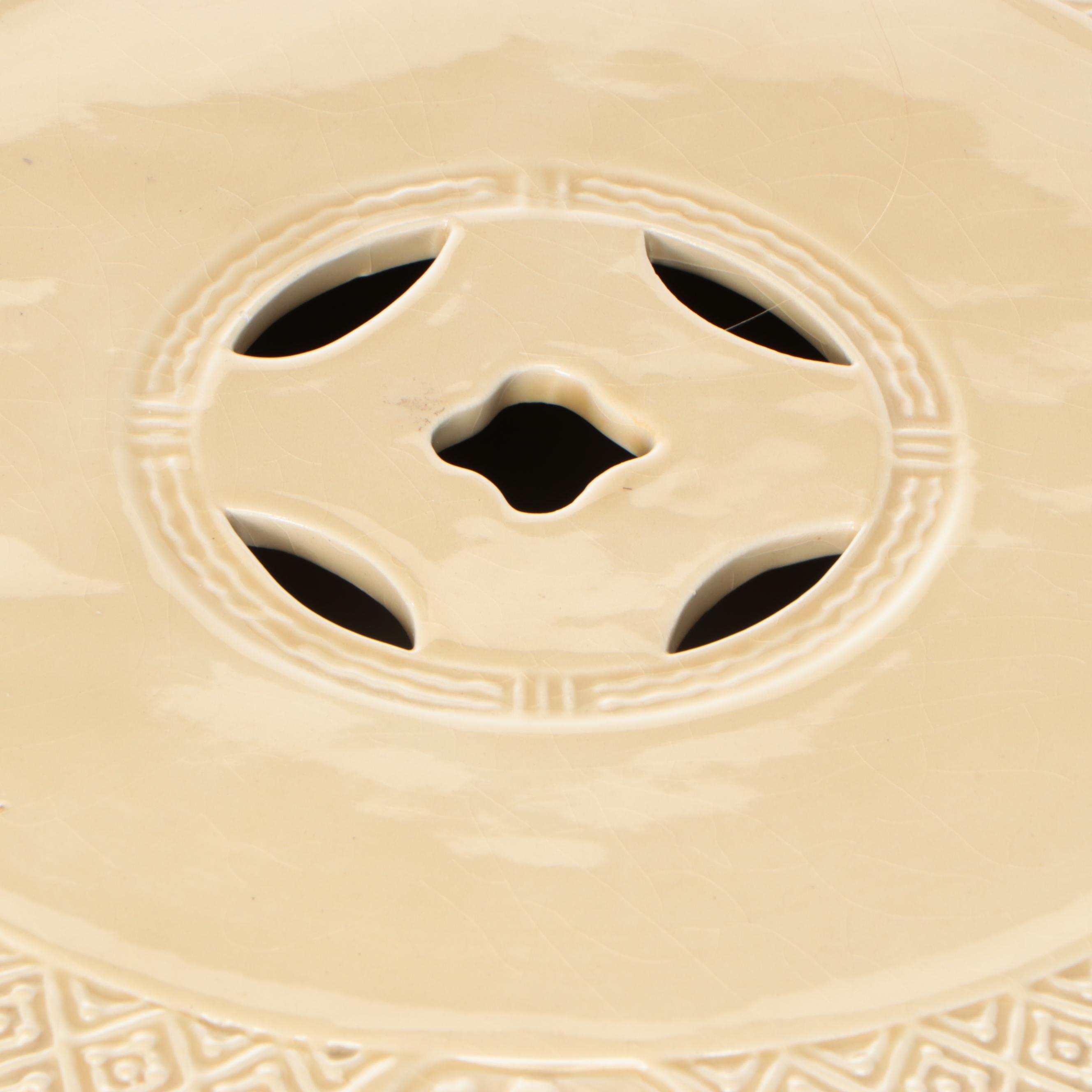 Chinese Porcelain Garden Stool with Wood Stand