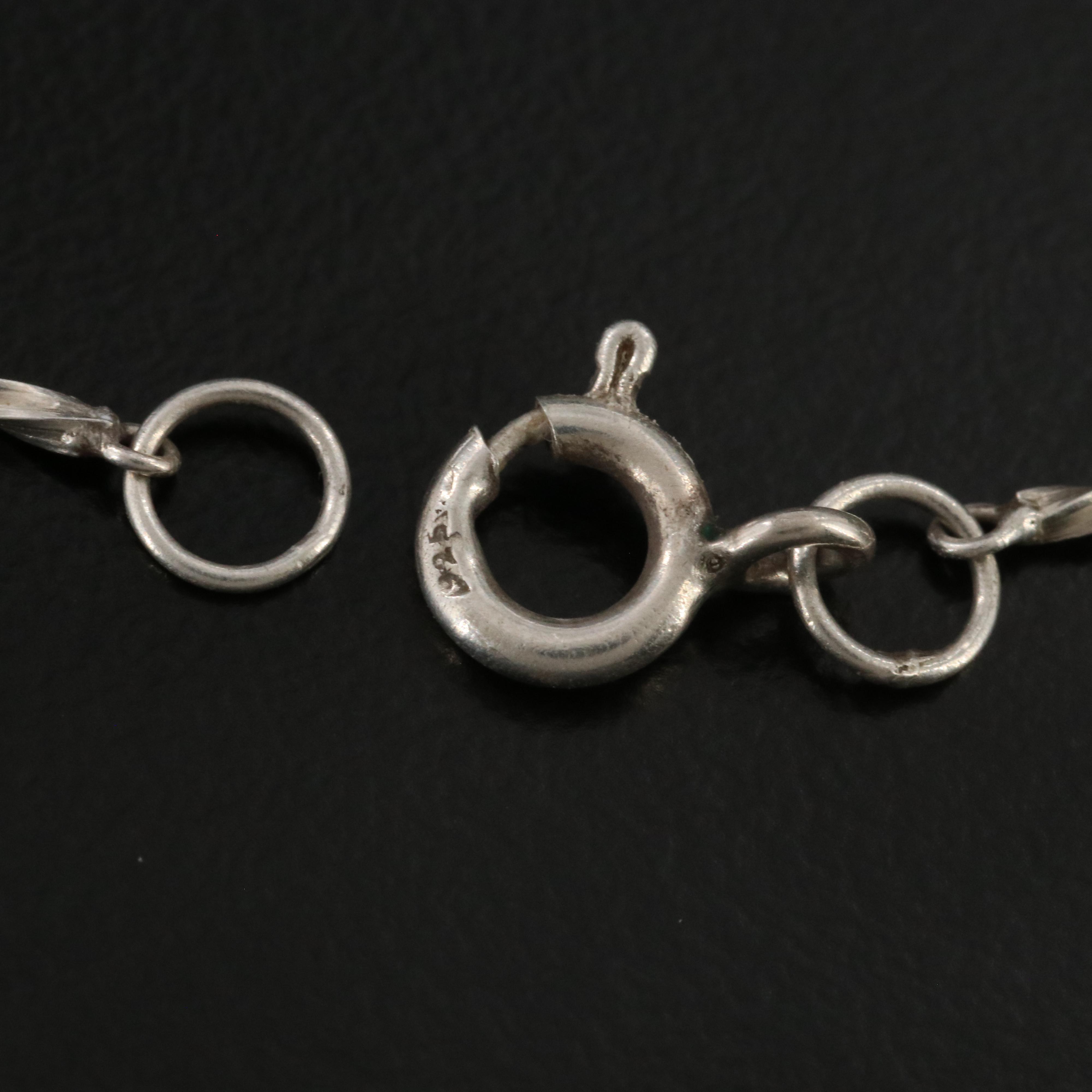 Otto Robert Bade Sterling Fluted Pendant Twist Bar Link Necklace