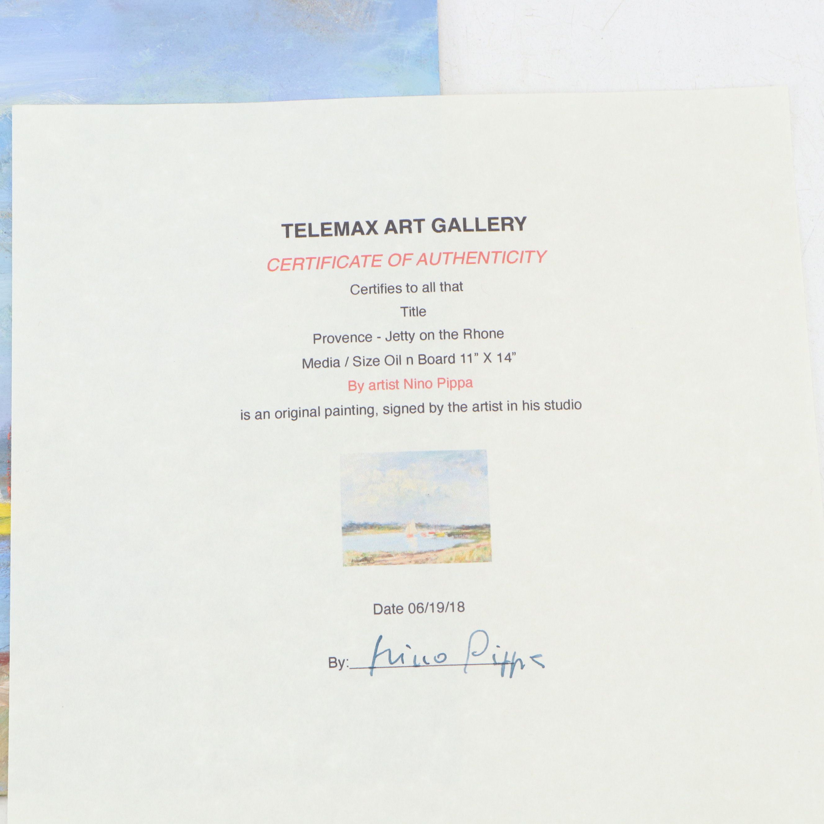 Nino Pippa Oil Painting "Provence - Jetty on the Rhone," 2018