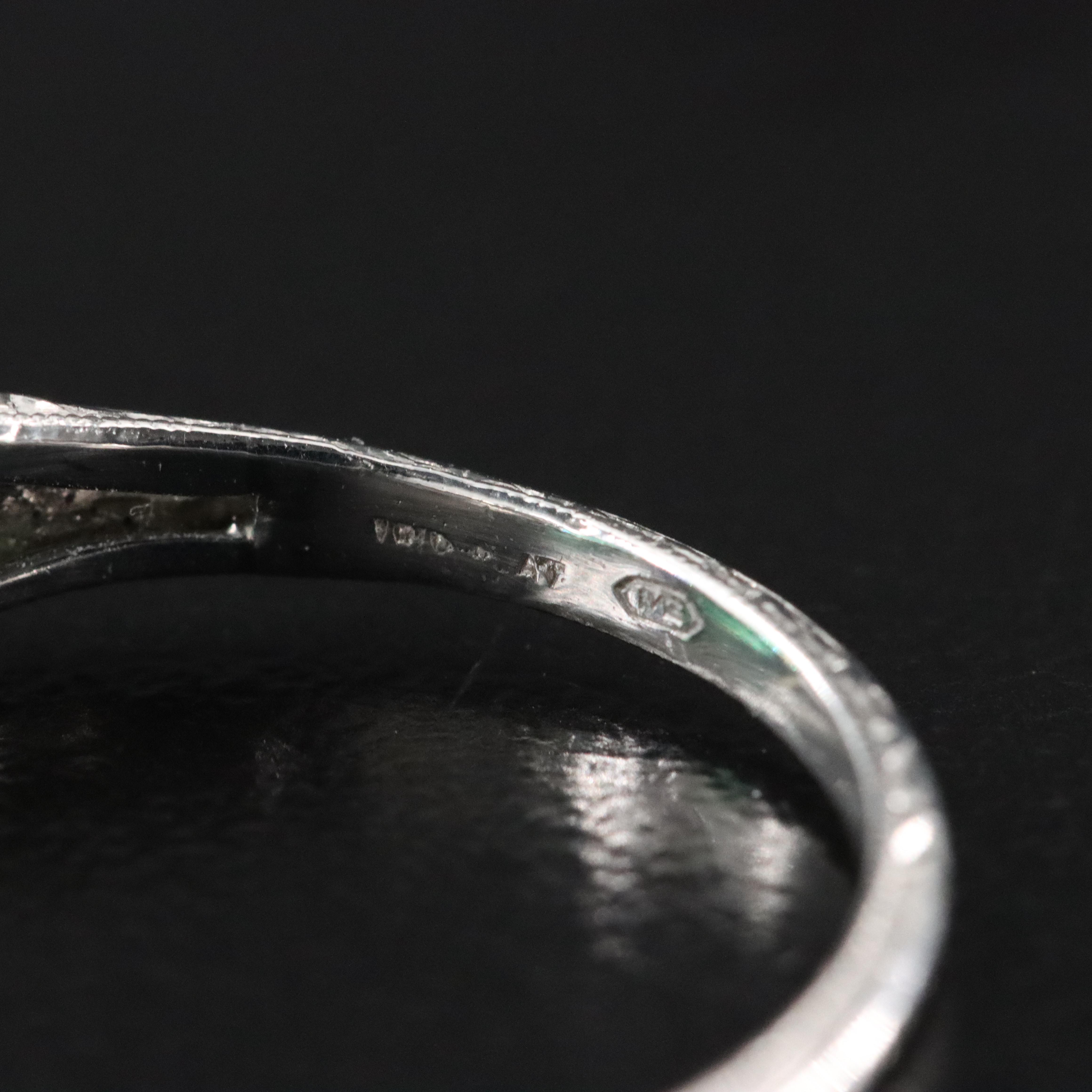 Vintage Sapphire, Emerald and Diamond Platinum Ring