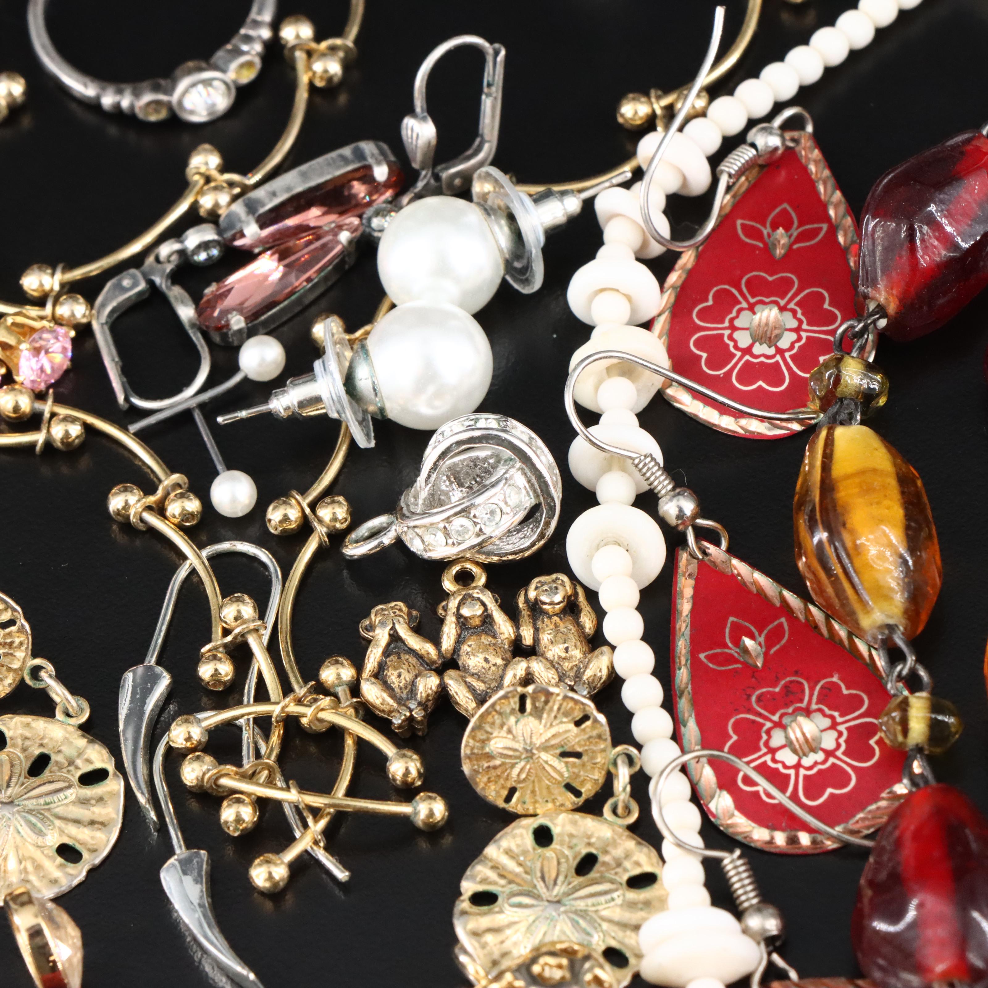 Jewelry Collection Including CZ, Serpentine and Faux Pearl