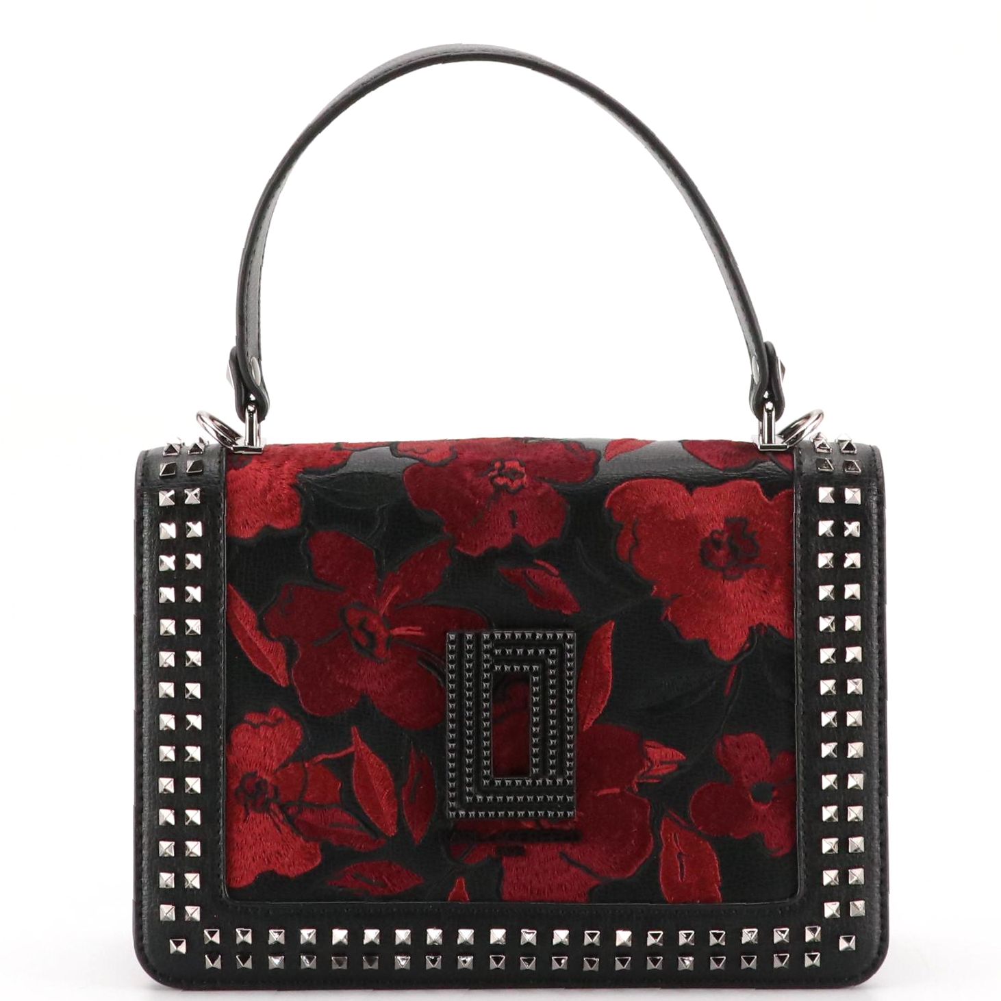 Karl Lagerfeld Simone Floral Tapestry and Leather Trim Two-Way Top Handle Bag