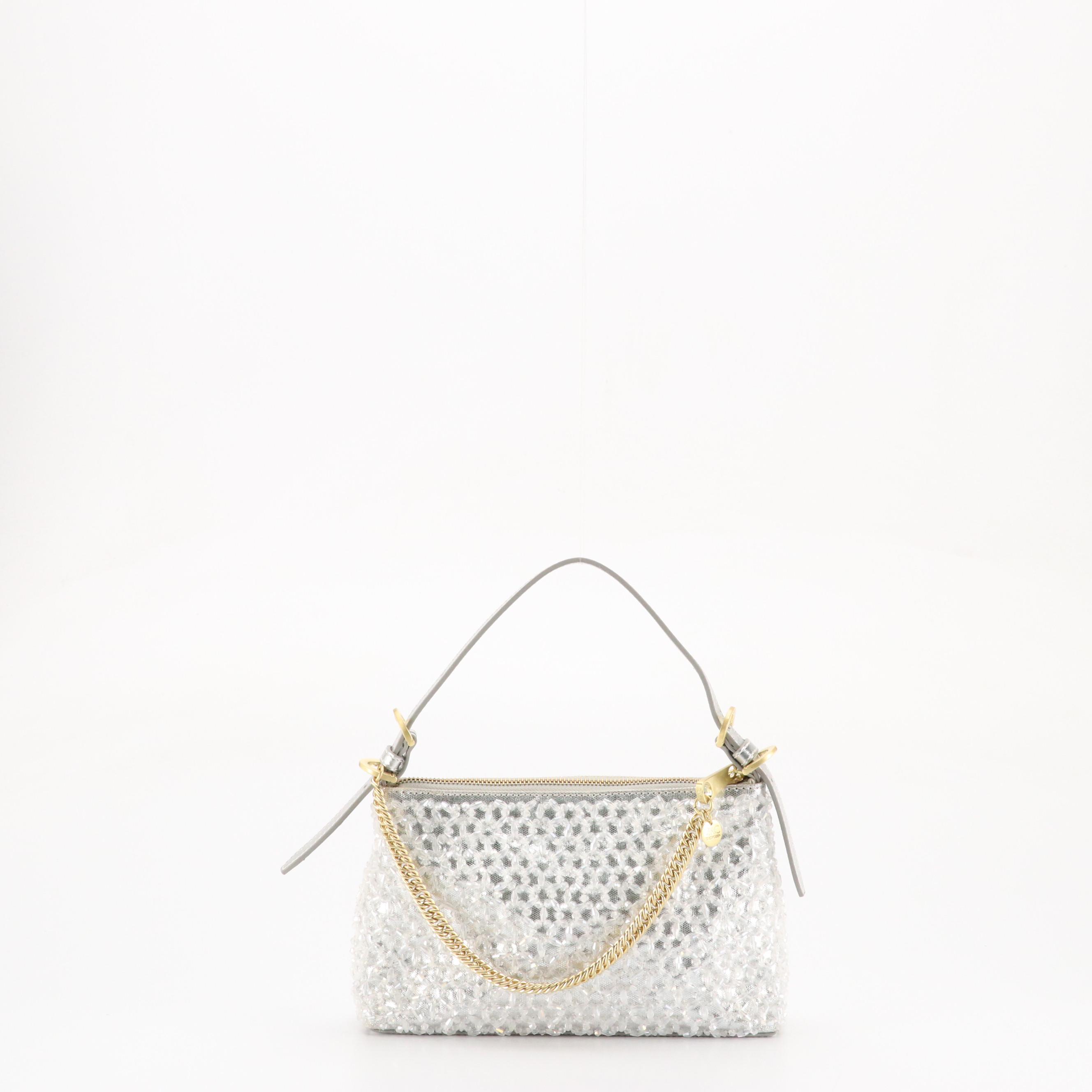 JW Pei Gabbi Rhinestone Ruched Hobo Bag and Zac Posen Silver Beaded Two-Way Bag