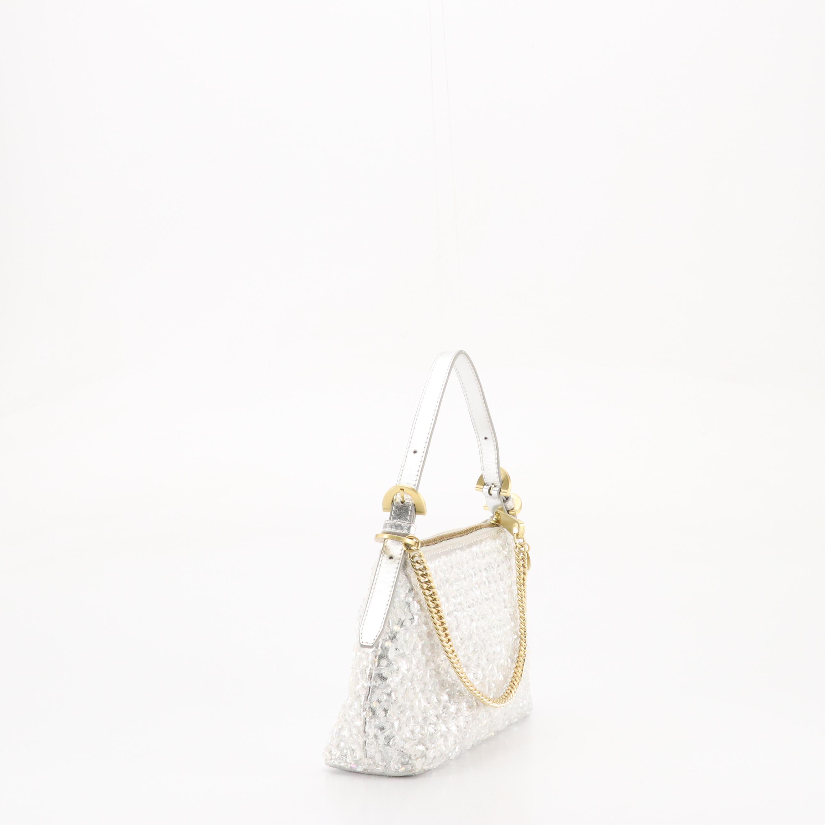 JW Pei Gabbi Rhinestone Ruched Hobo Bag and Zac Posen Silver Beaded Two-Way Bag