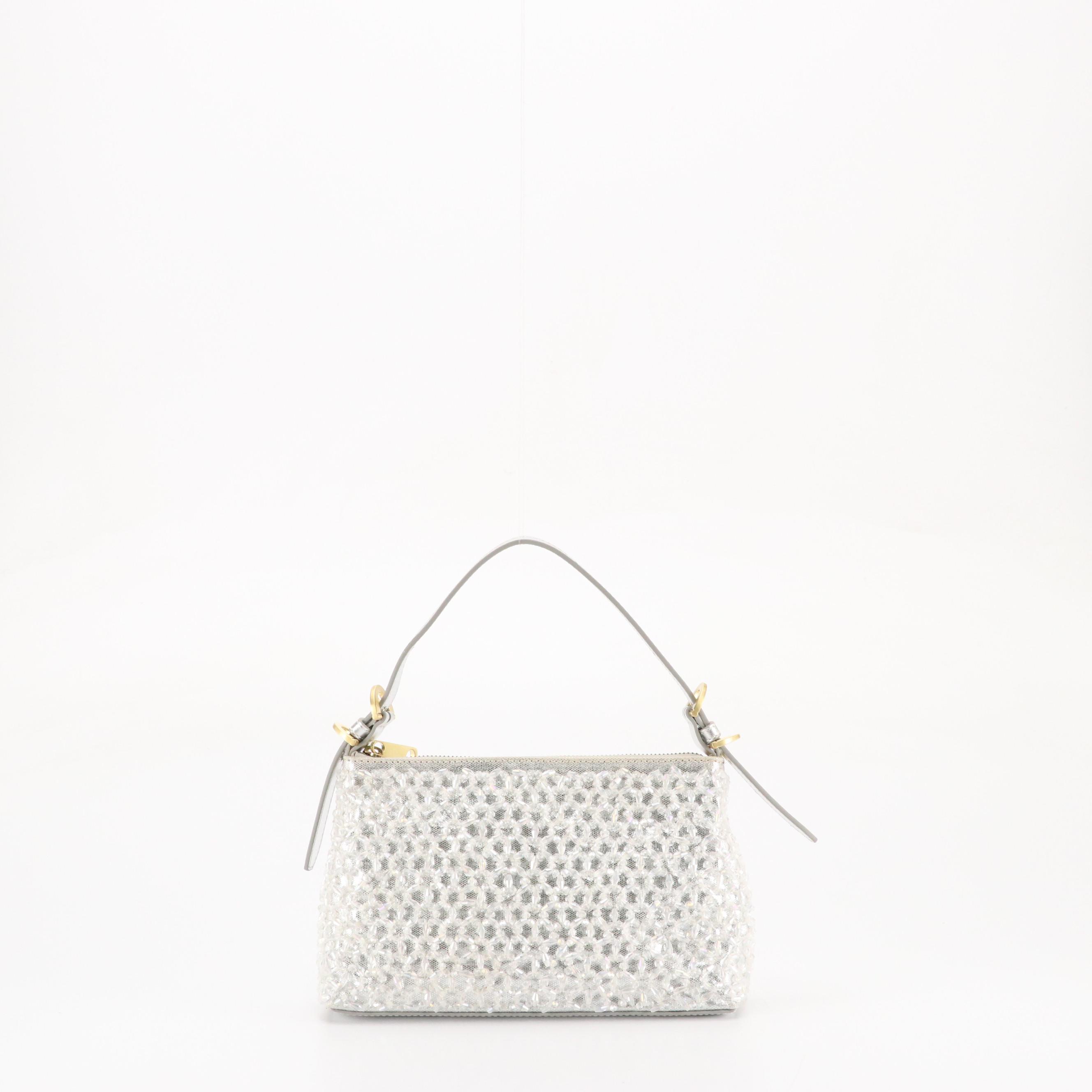 JW Pei Gabbi Rhinestone Ruched Hobo Bag and Zac Posen Silver Beaded Two-Way Bag