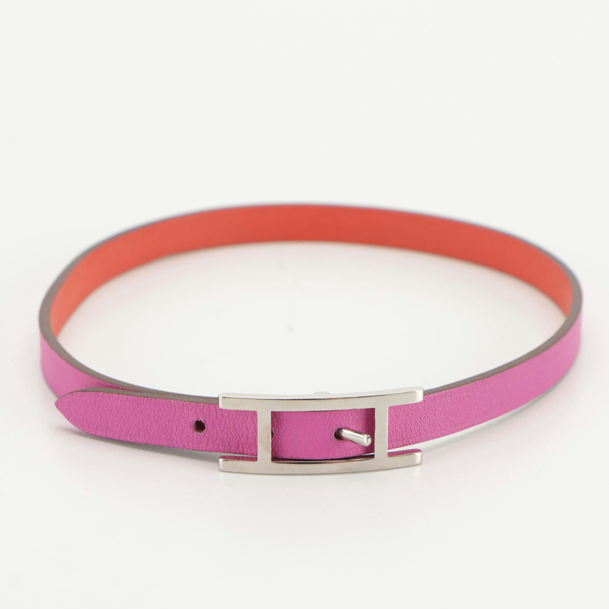 Hermès Behapi Double Tour Red/Pink Leather Bracelet