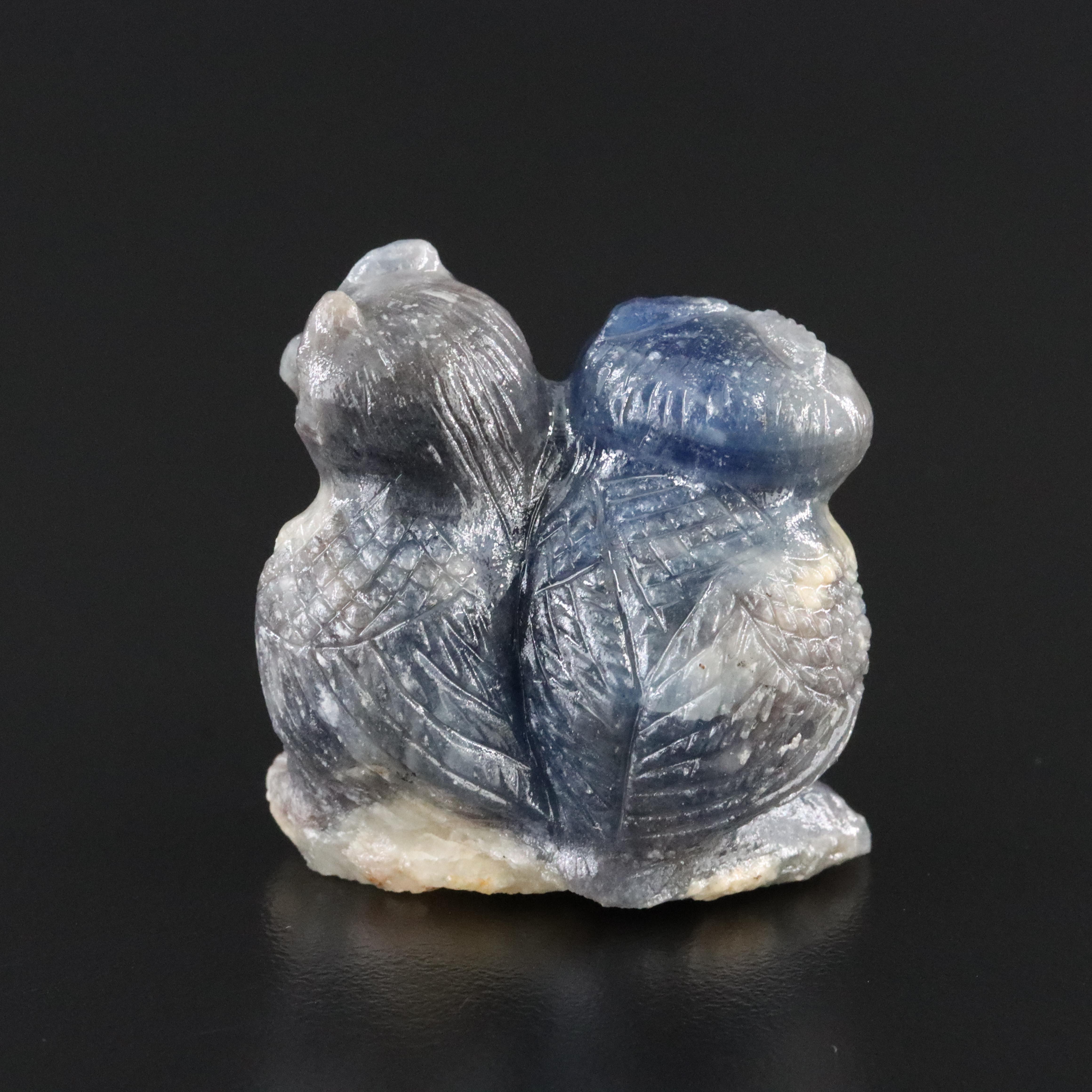 Carved Sapphire Owl Figurine