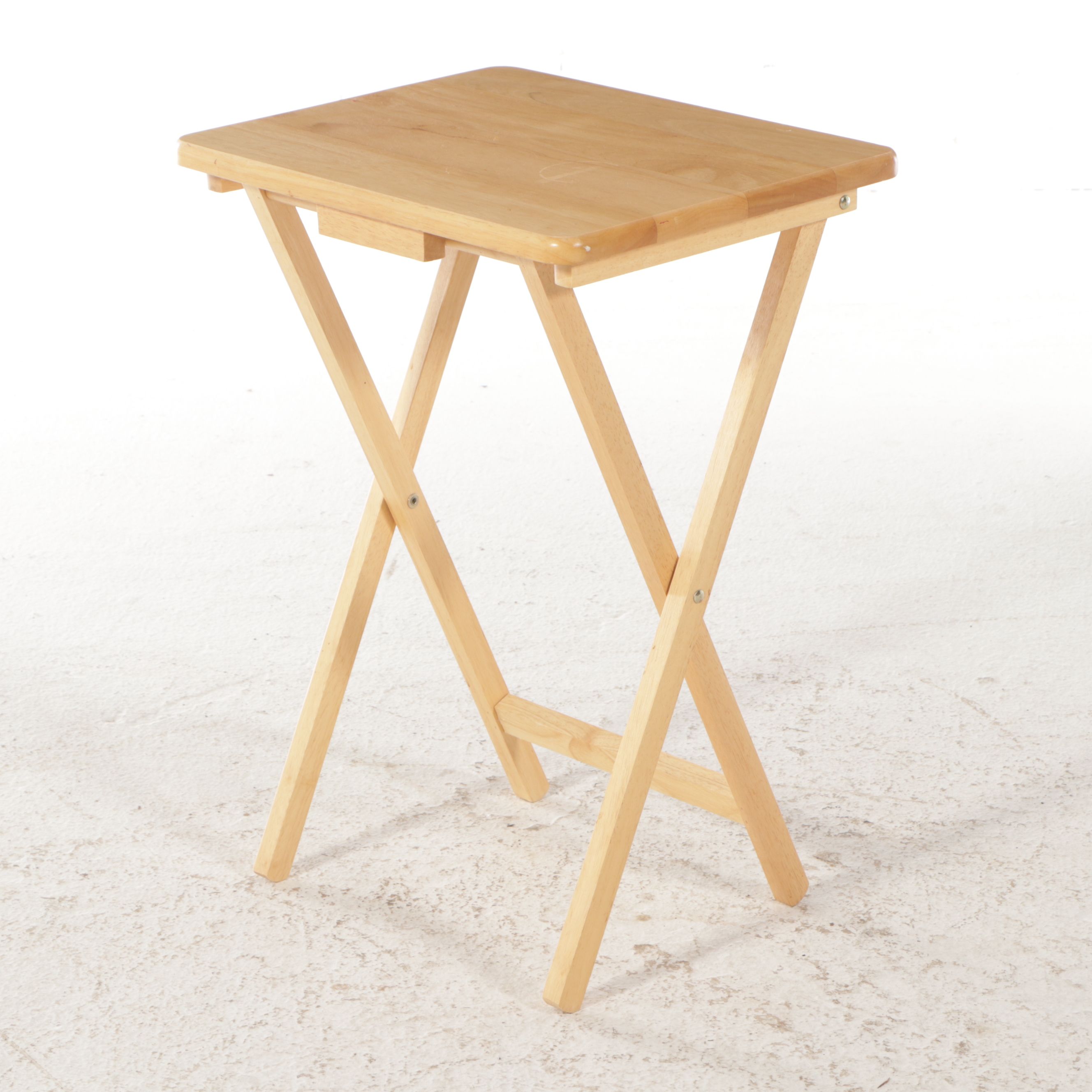Four Apple Furniture Blonde Wood Folding Chairs with Folding Accent Table