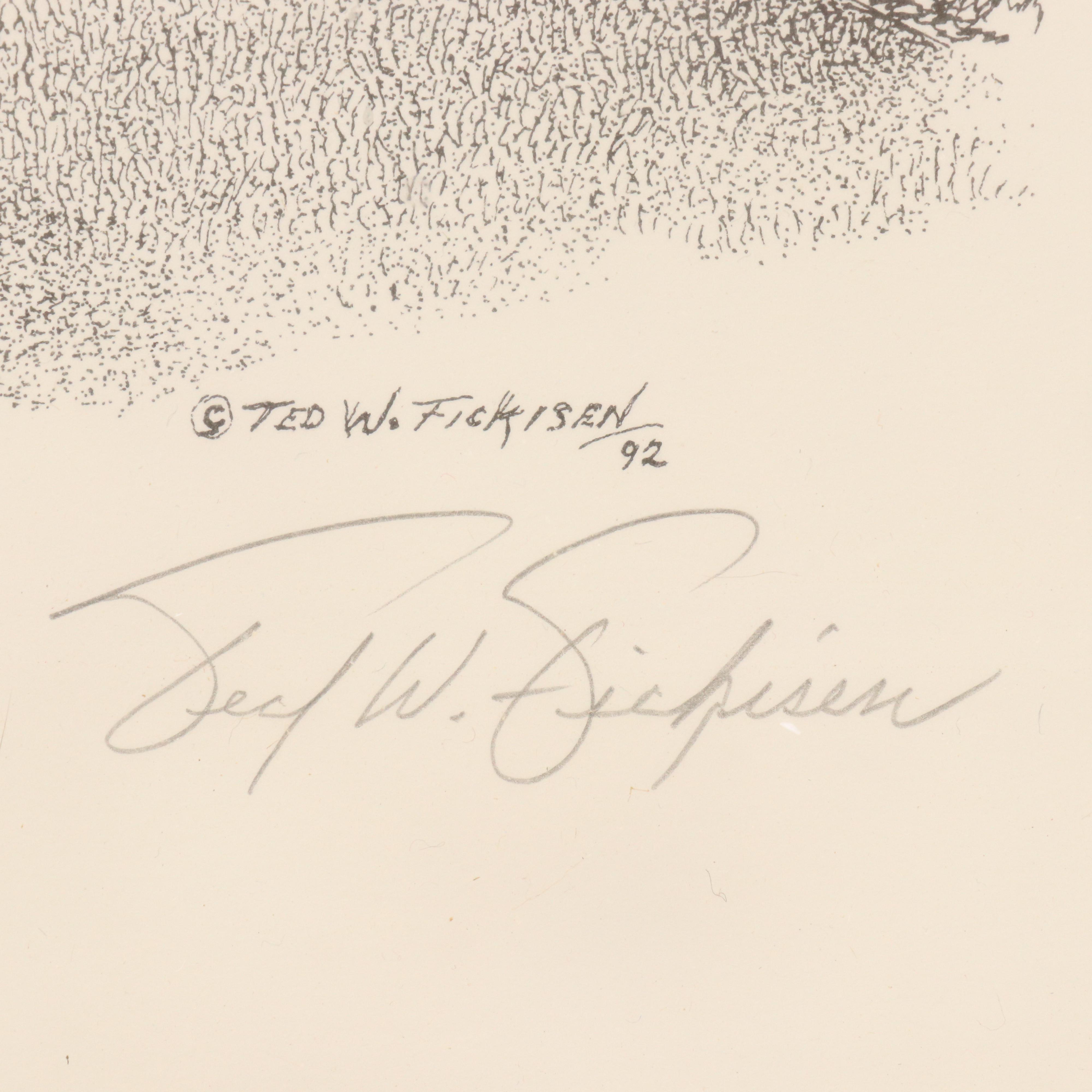 Ted W. Fickisen Lithograph "Union Terminal," 1992