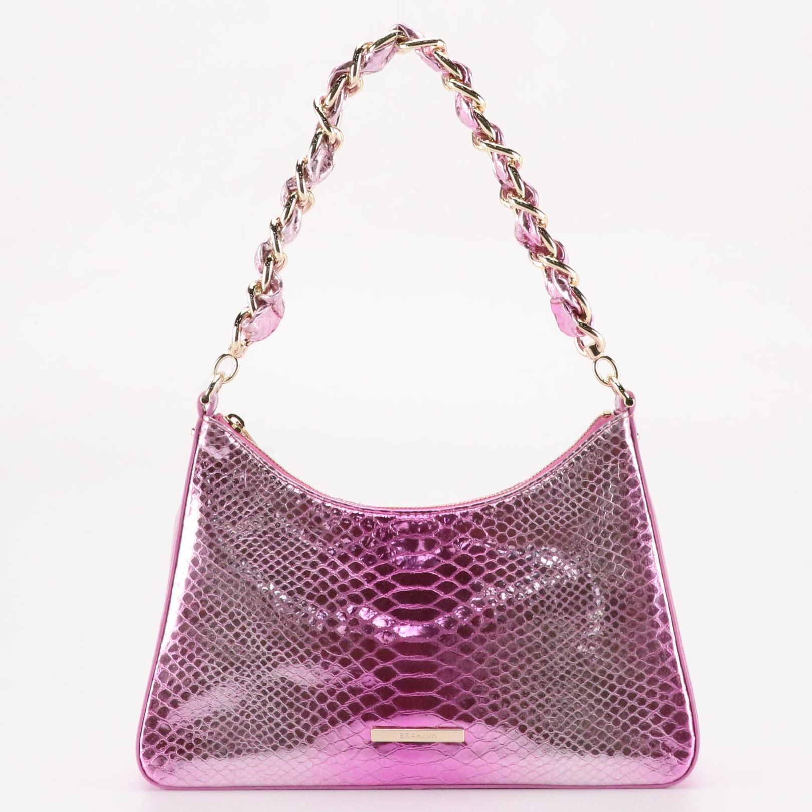 Brahmin Mod Esme Shoulder Bag in "Rose Water Akoni" Metallic Snakeskin Leather