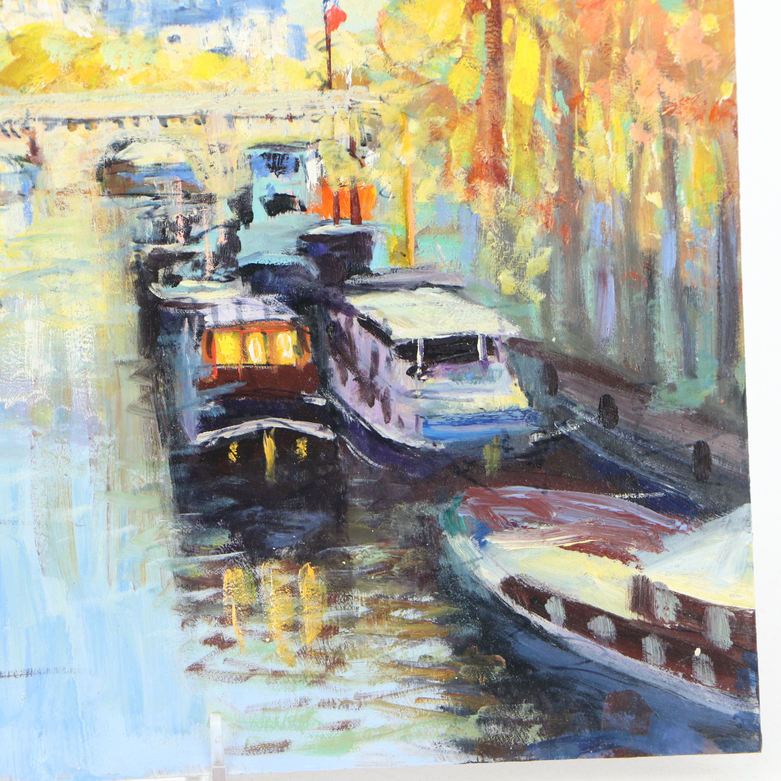 Nino Pippa Oil Painting "Paris - Seine River Scene," 2019