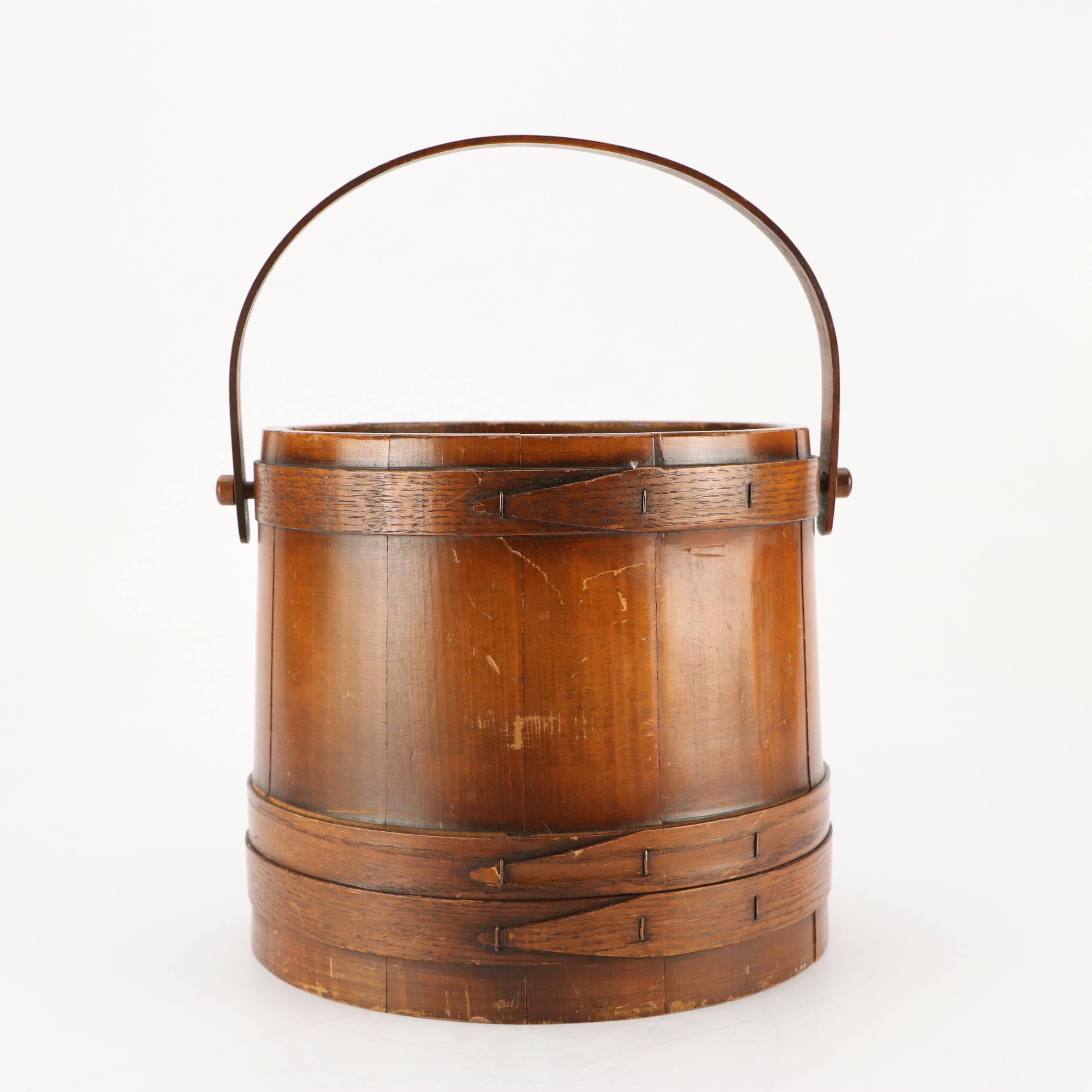 Primitive Style Wood Firkin Bucket