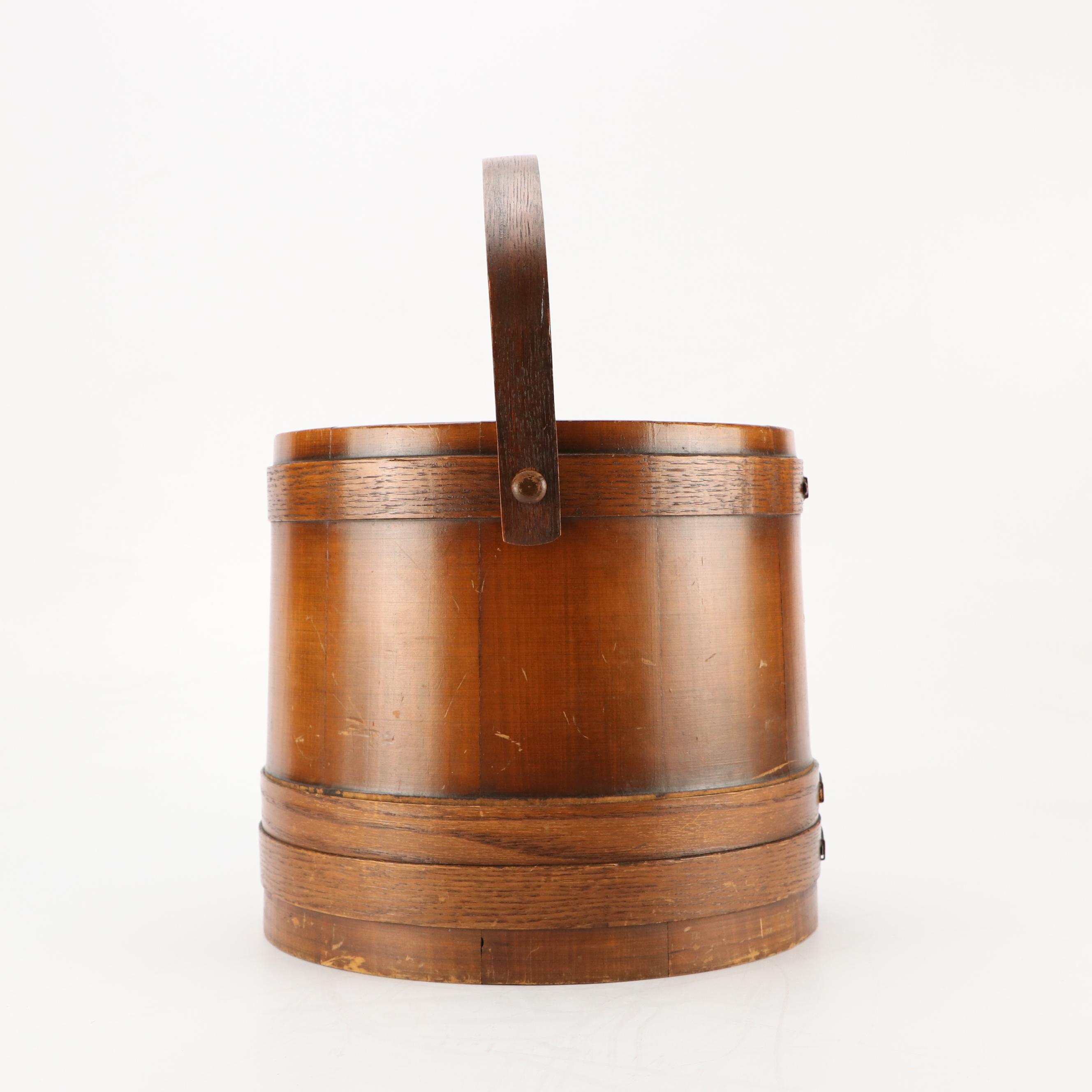 Primitive Style Wood Firkin Bucket