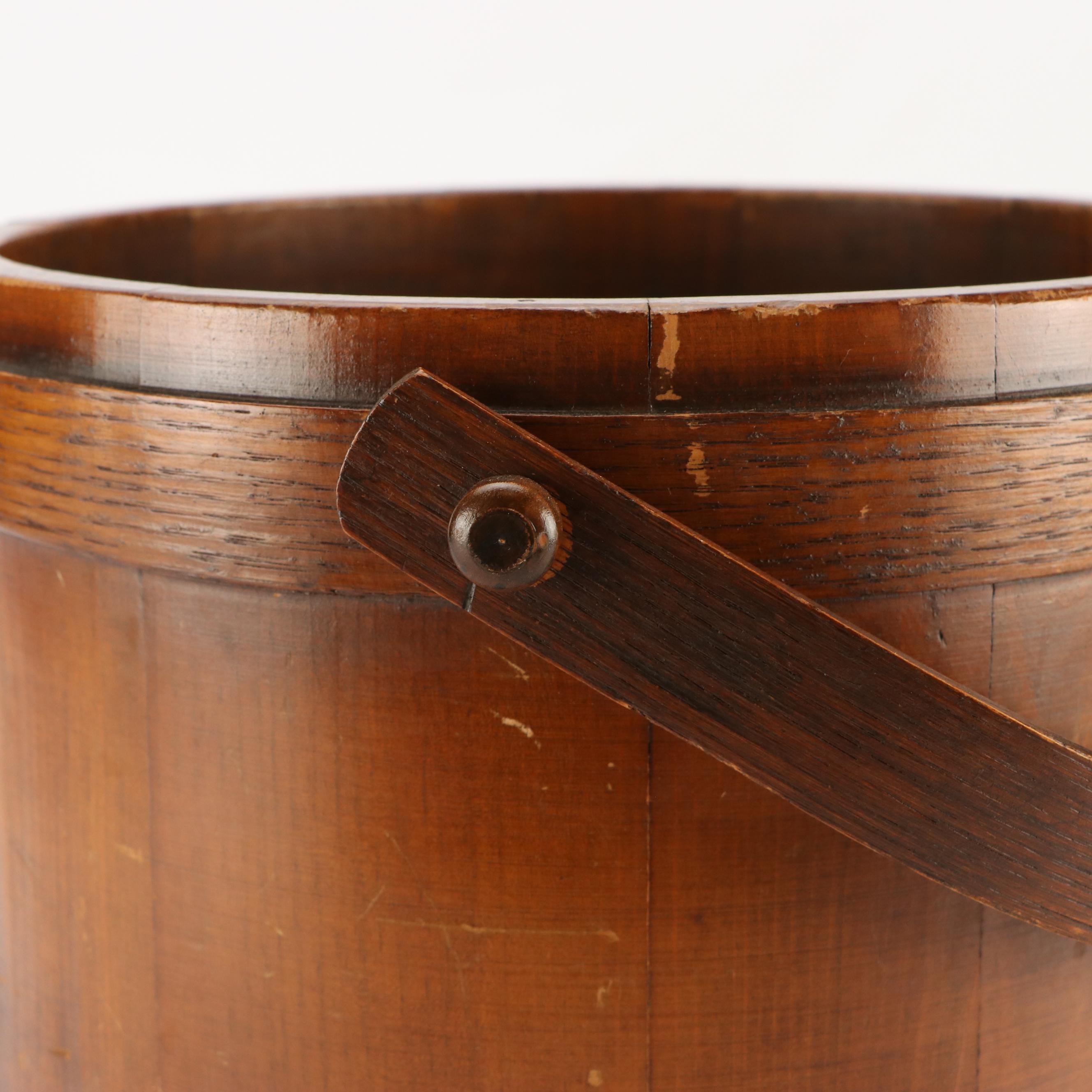 Primitive Style Wood Firkin Bucket
