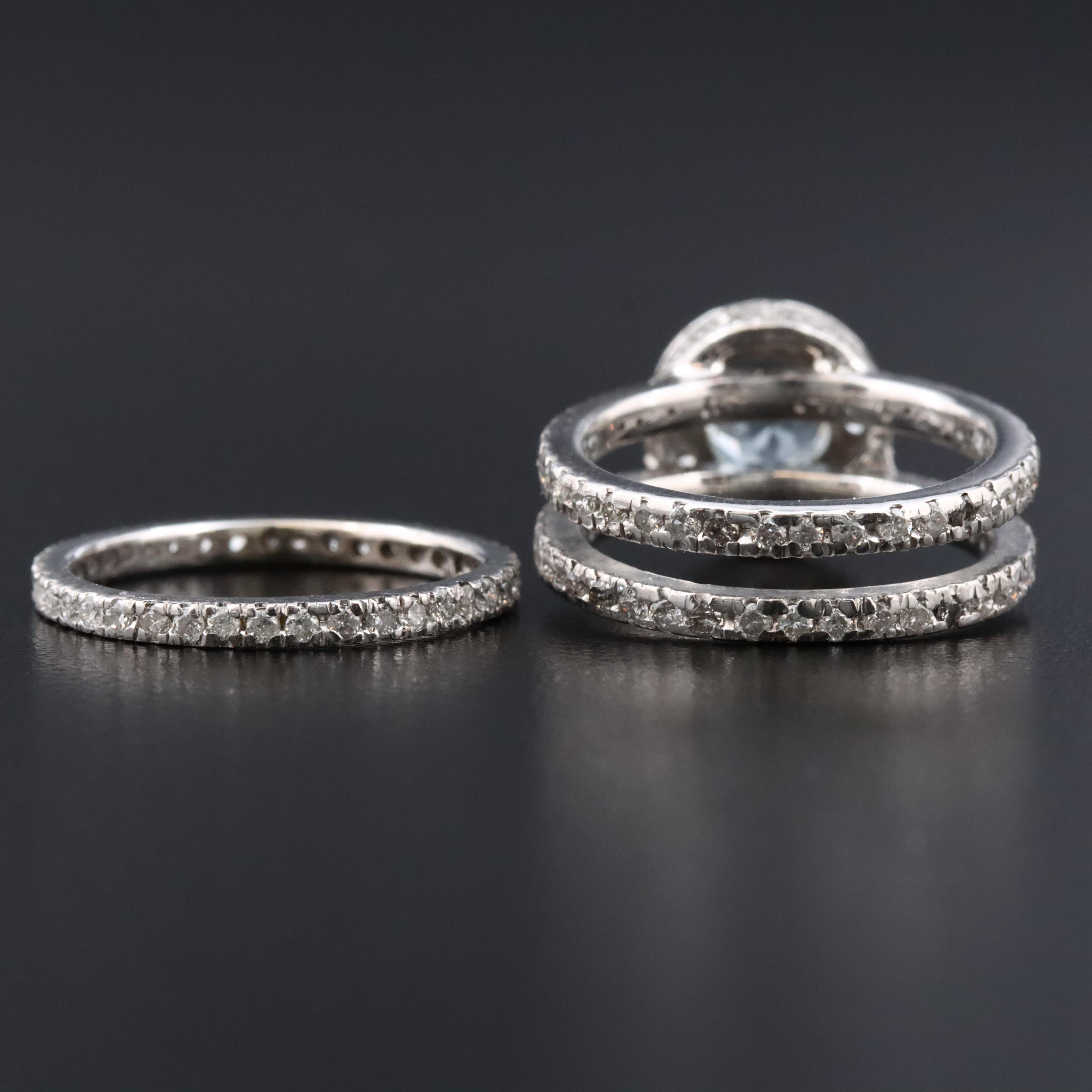 14K Aquamarine and 1.54 CTW Diamond Ring Set