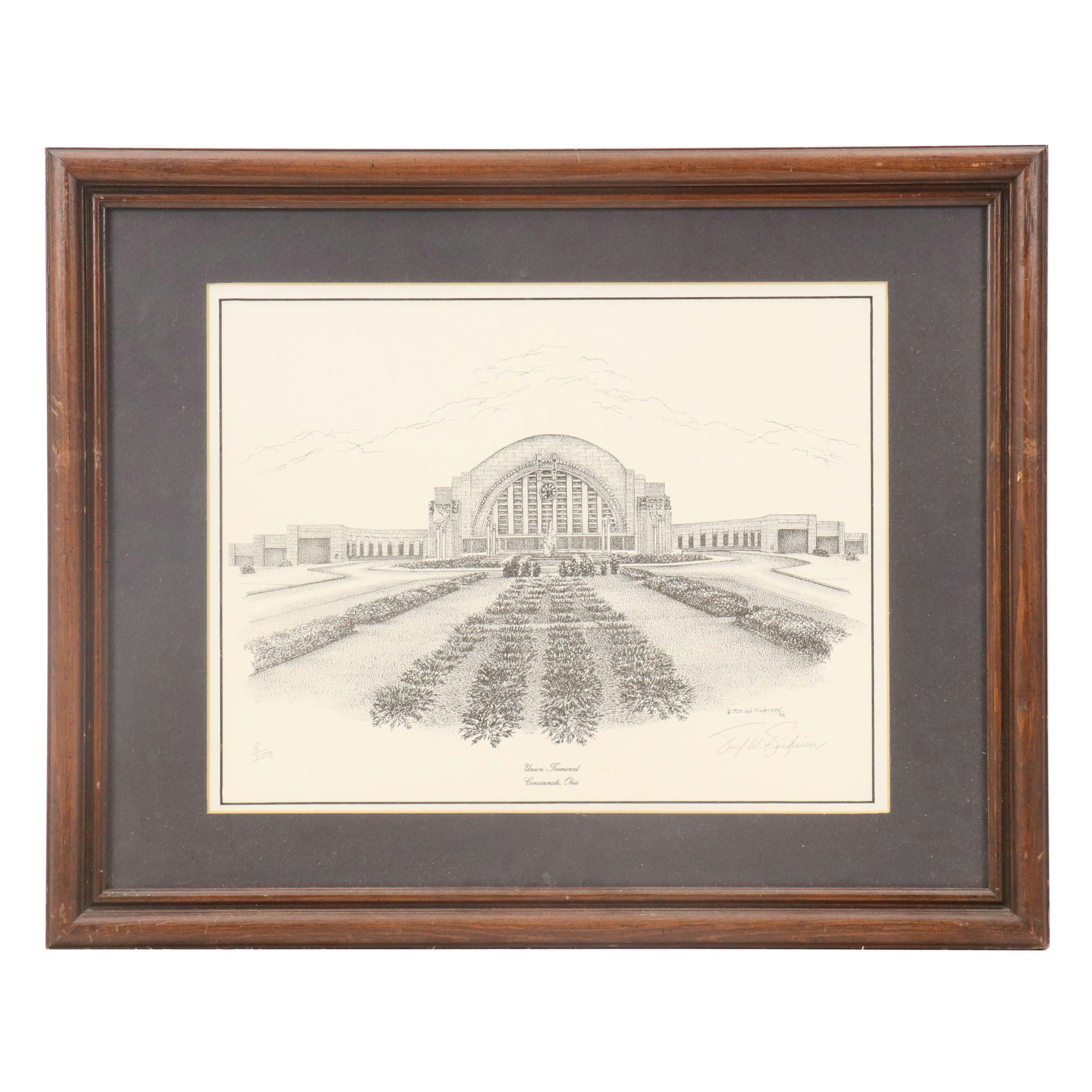 Ted W. Fickisen Lithograph "Union Terminal," 1992