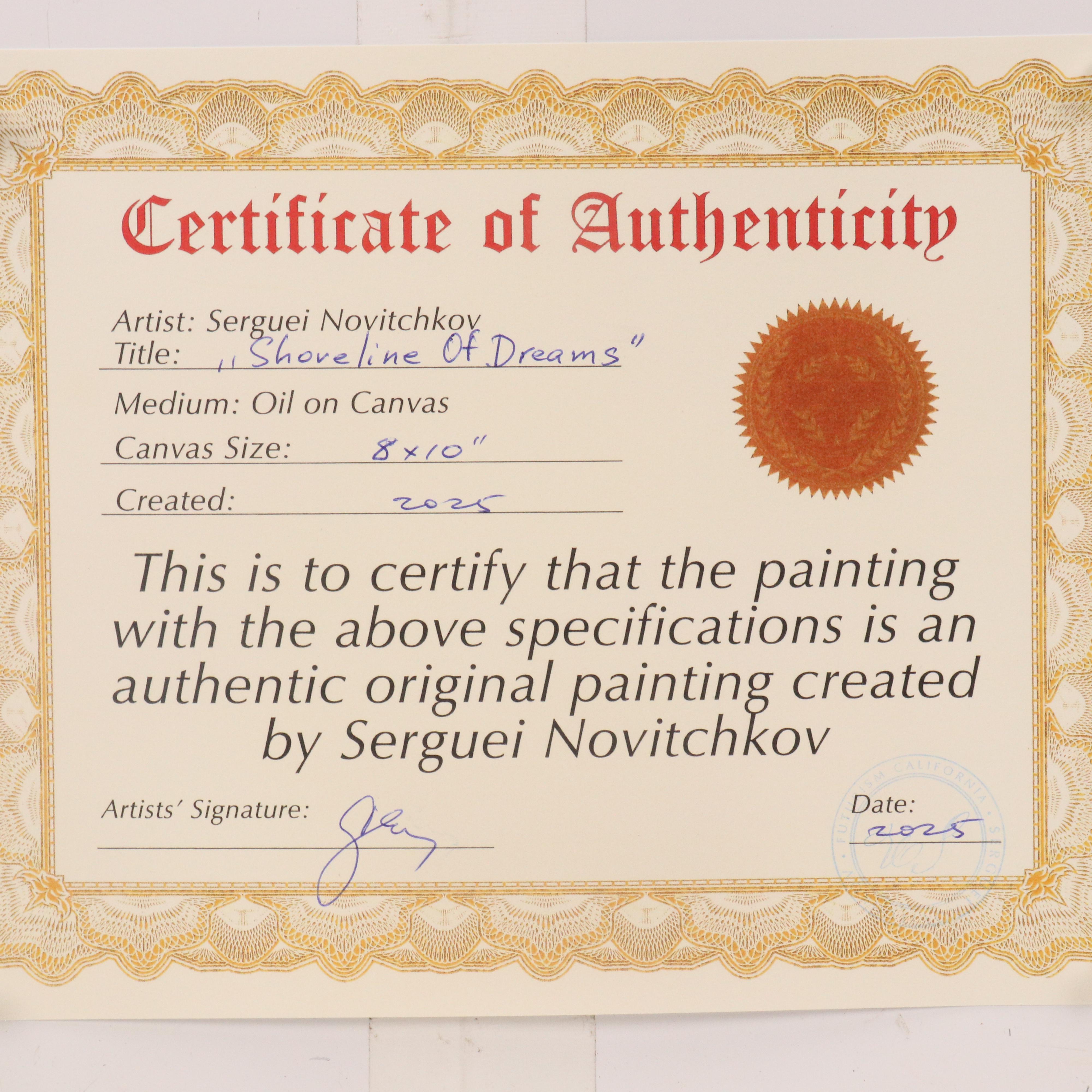 Serguei Novitchkov Stylized Oil Painting "Shoreline Of Dreams," 2025