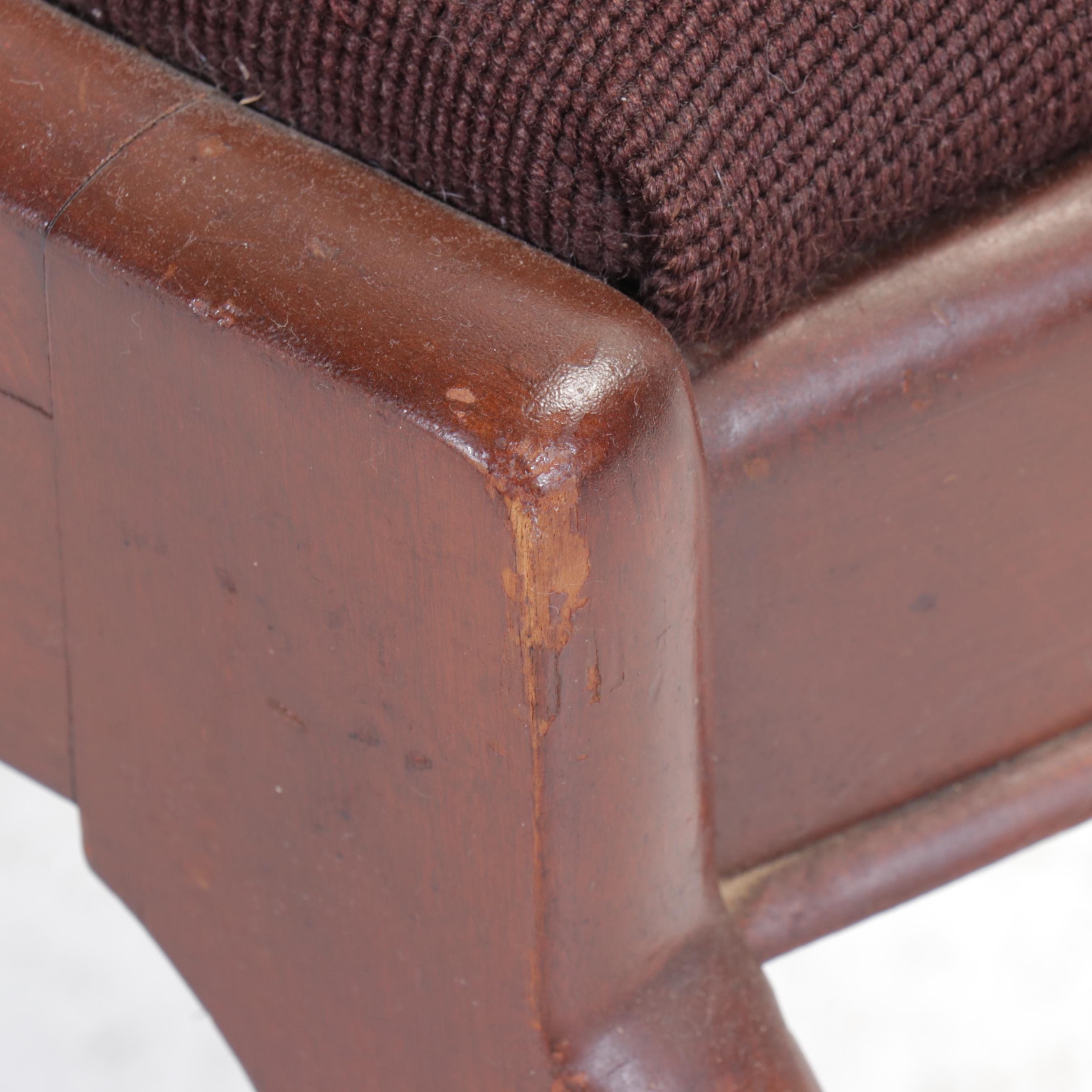 Empire Style Carved Mahogany Chair with Floral Needlepoint Seat